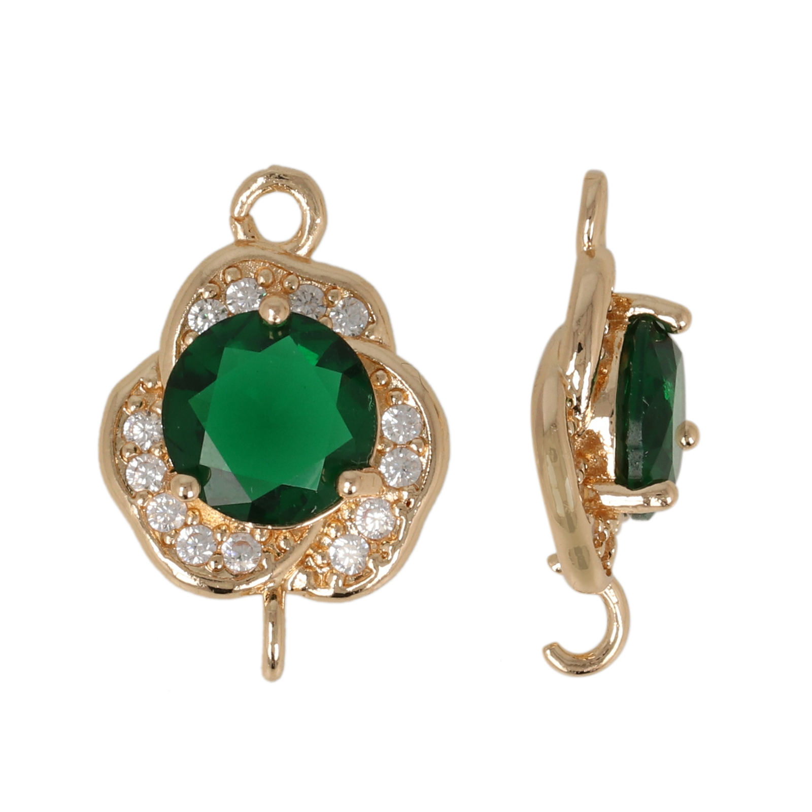 zwischenteil fine crystal vergoldet blume emerald 13mm | 2st