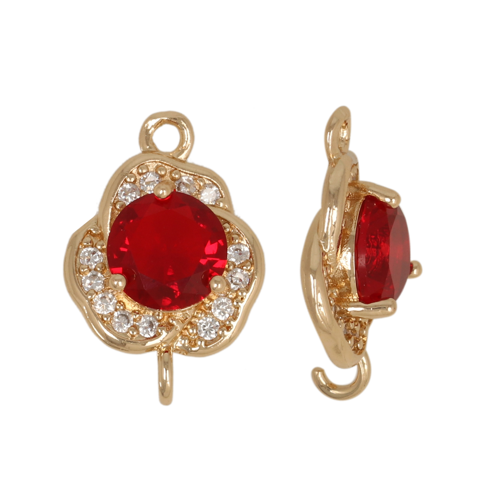 zwischenteil fine crystal vergoldet blume red 13mm | 2st
