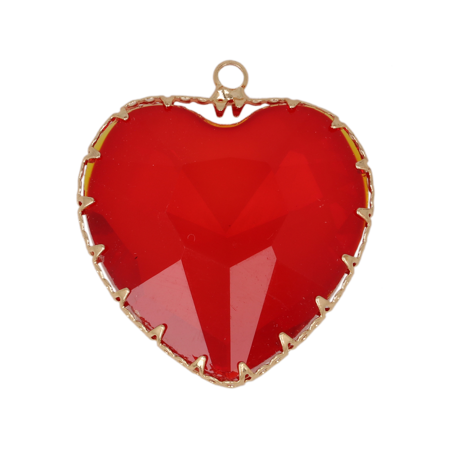 anhänger fine crystal vergoldet herz red 28mm | 2st