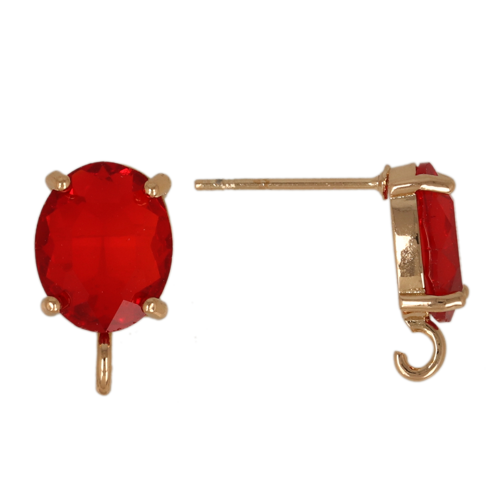 ohrstecker fine crystal vergoldet oval red 10x8mm | 2st