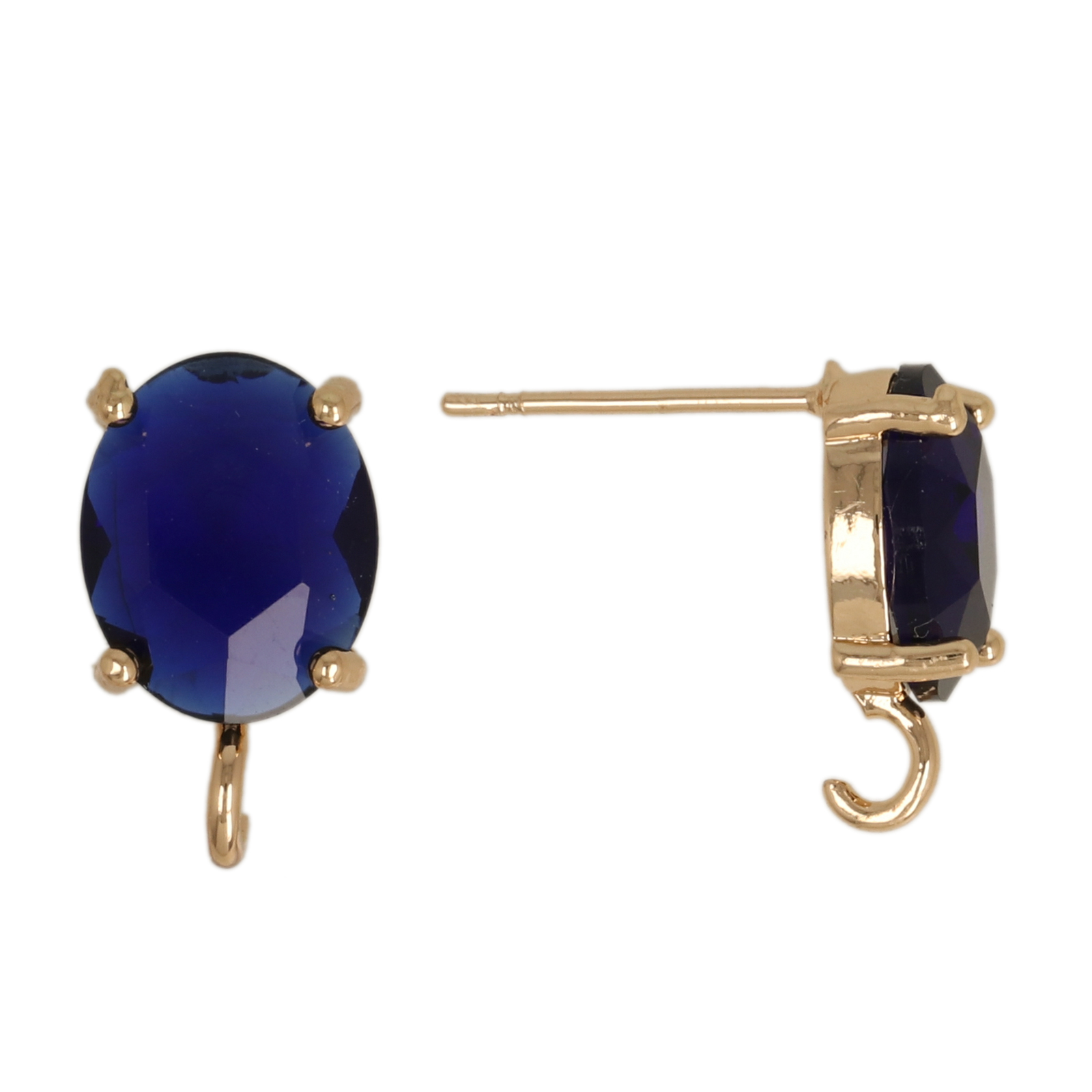 ohrstecker fine crystal vergoldet oval cobalt 10x8mm | 2st