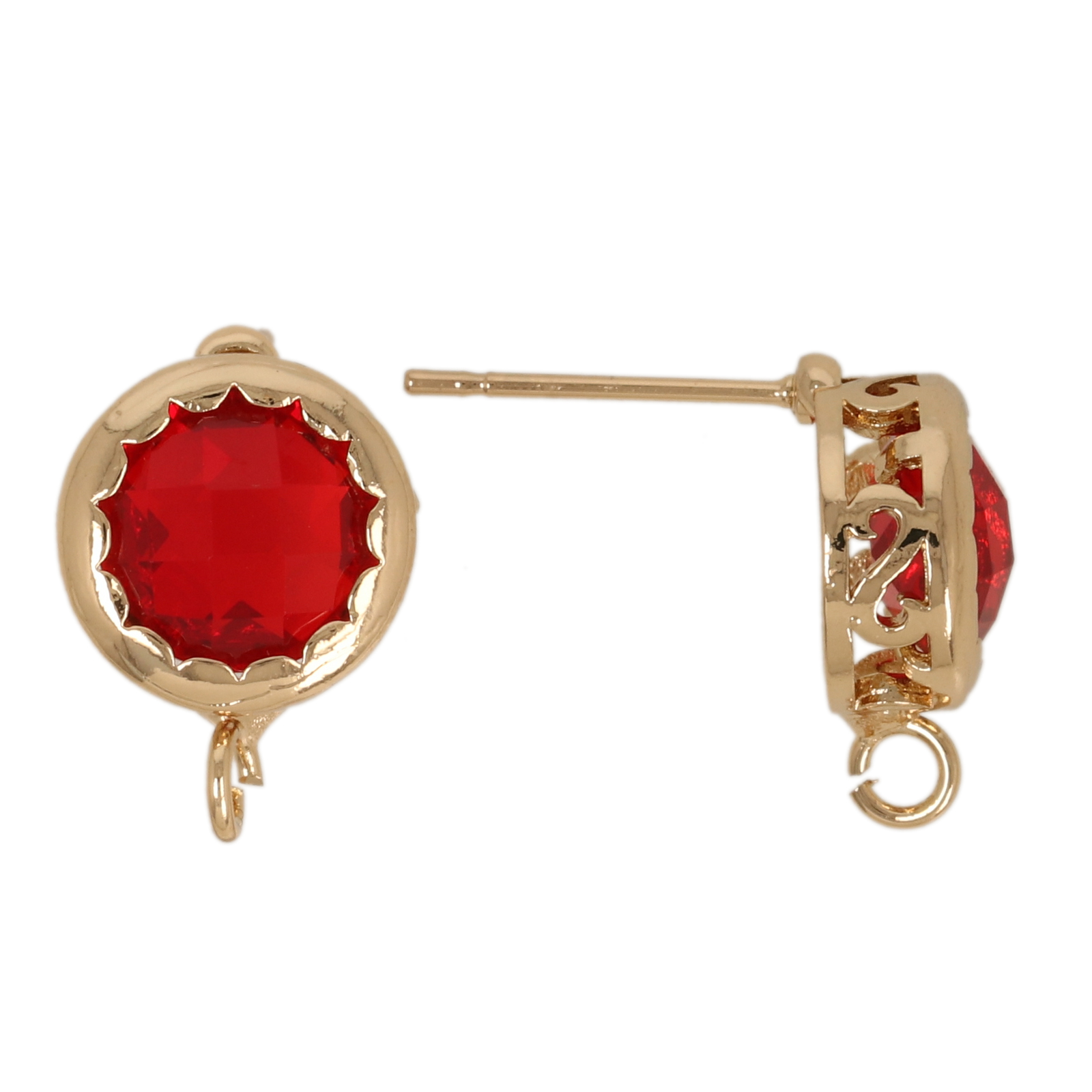 ohrstecker fine crystal vergoldet runde red 10mm | 2st