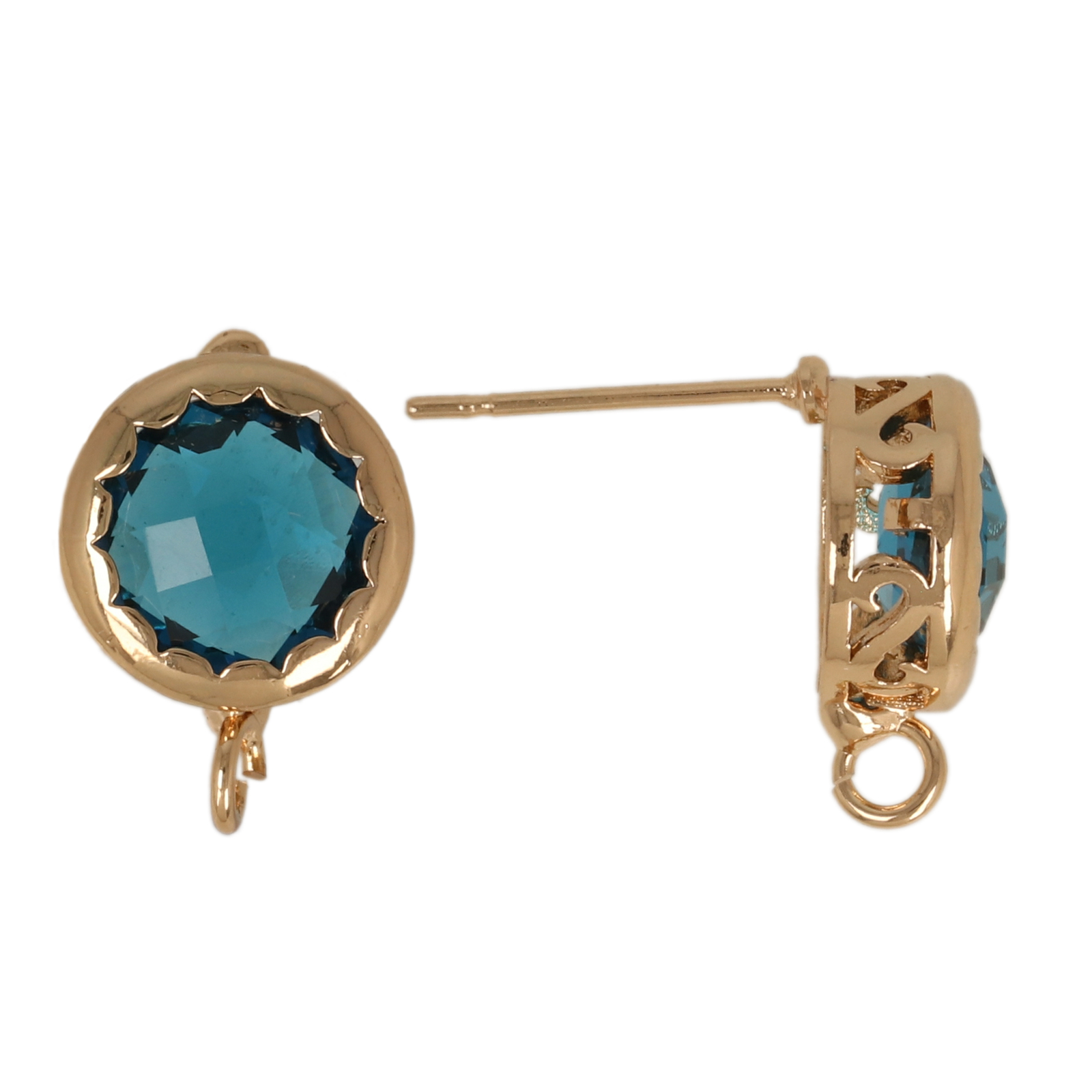 ohrstecker fine crystal vergoldet runde teal 10mm | 2st