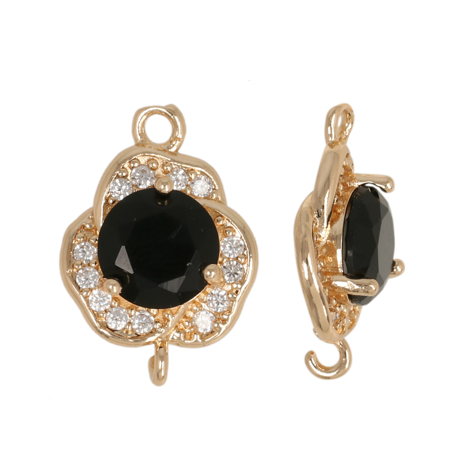 zwischenteil fine crystal vergoldet blume jet 13mm | 2st
