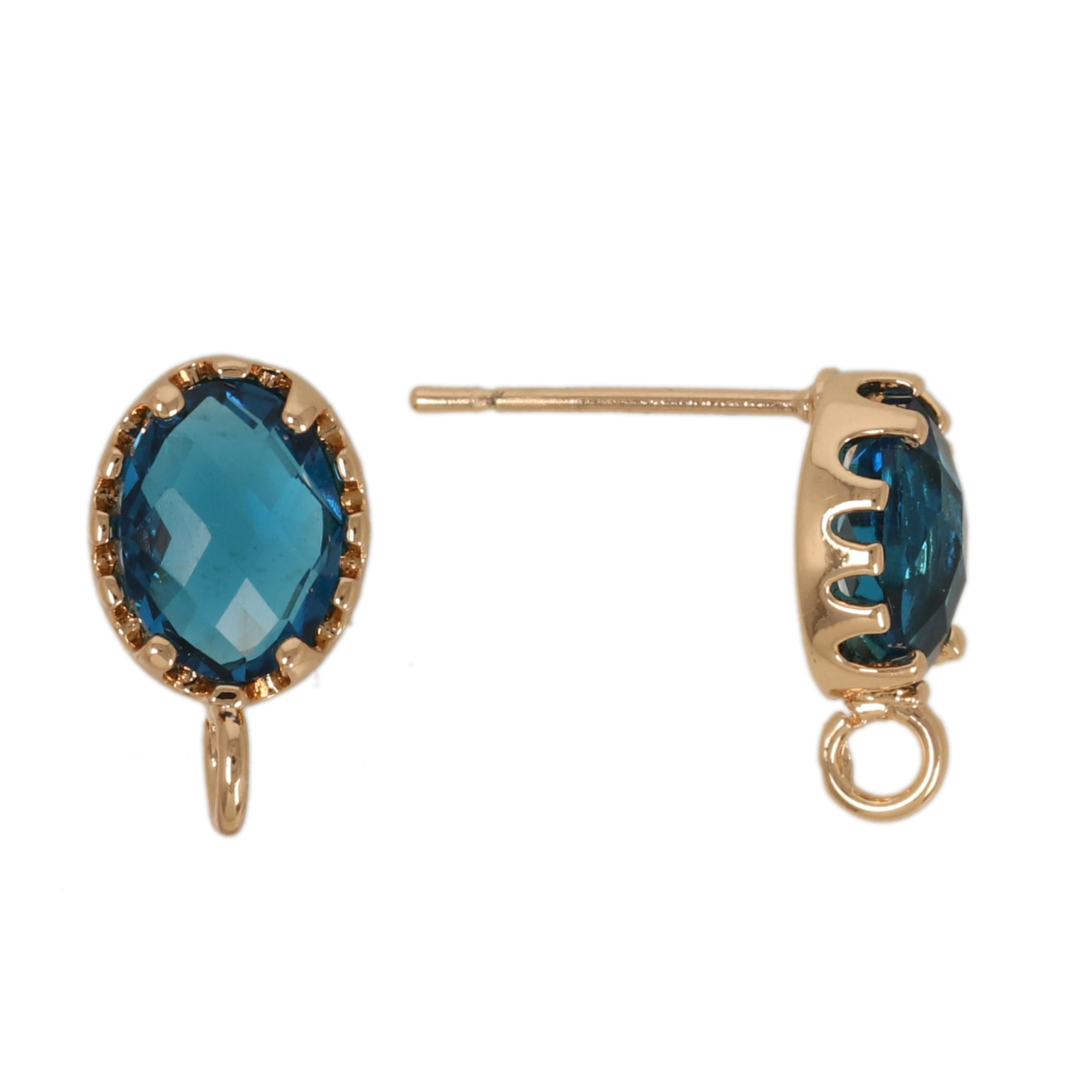 ohrstecker fine crystal vergoldet oval teal 10x6mm | 2st