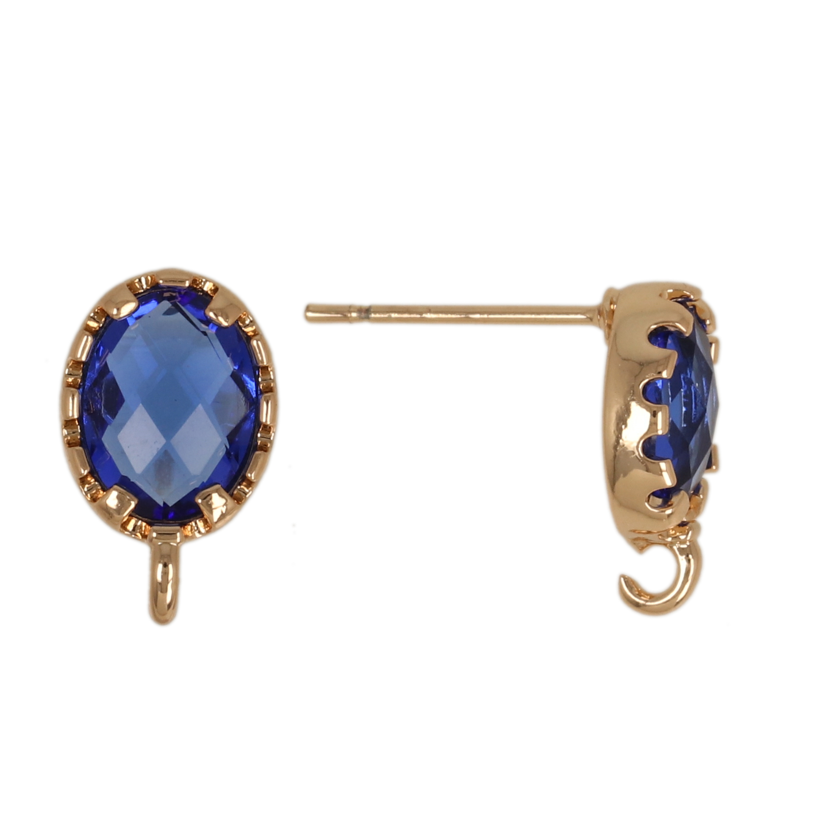 ohrstecker fine crystal vergoldet oval cobalt 10x6mm | 2st