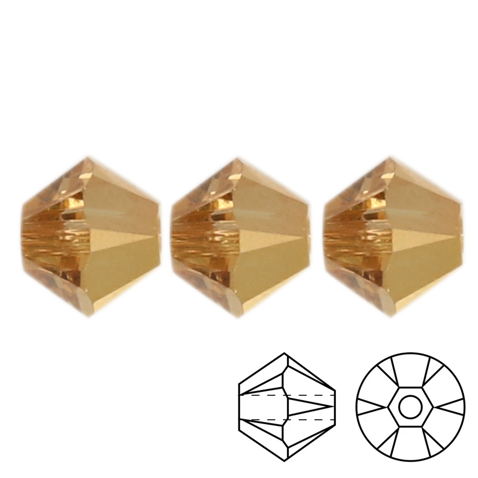 kristall doppelkegel (5328) crystal aurum 2er 3mm | 48st