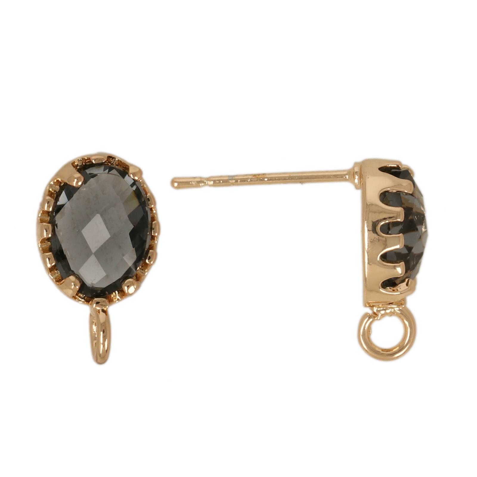 ohrstecker fine crystal vergoldet oval black diamond 10x6mm | 2st