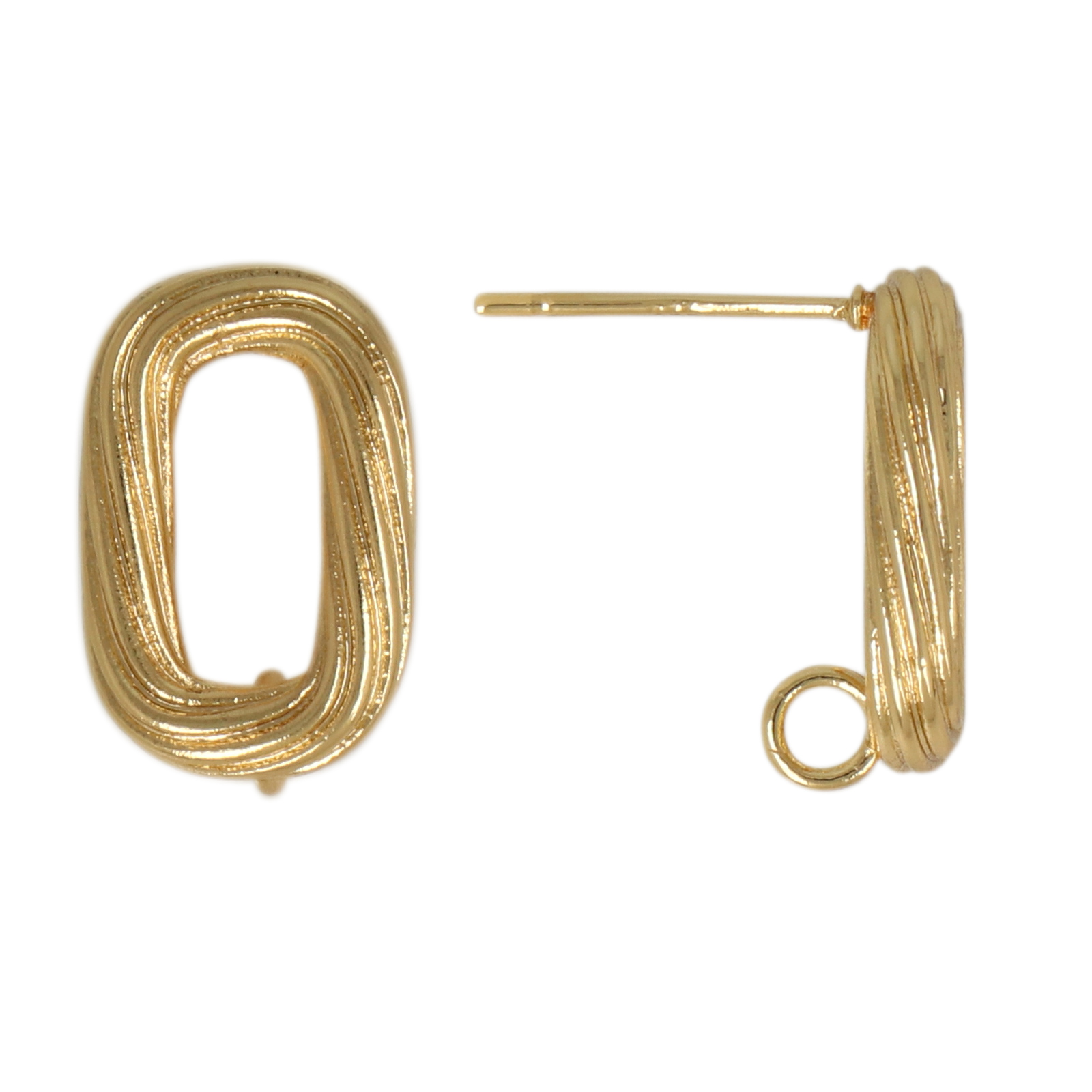 gold plated rectangle twist post earring 16x10mm | 2pc