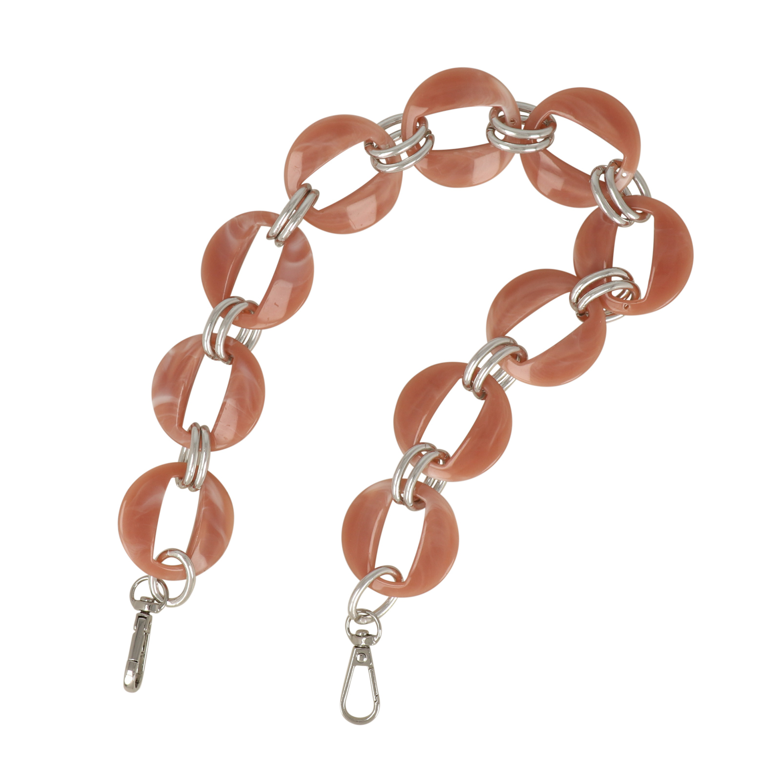 bag chain aluminium silver and pink acrylic round link 40mm - 50cm | 1pc
