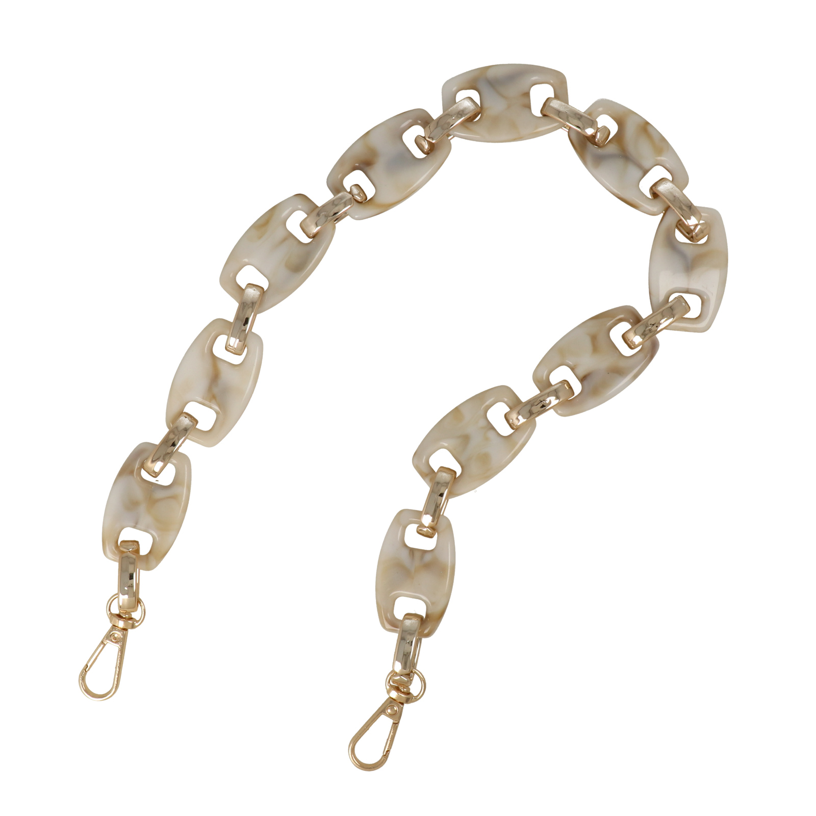 bag chain acrylic cappuccino/gold rectangle link 40x25mm - 60cm | 1pc