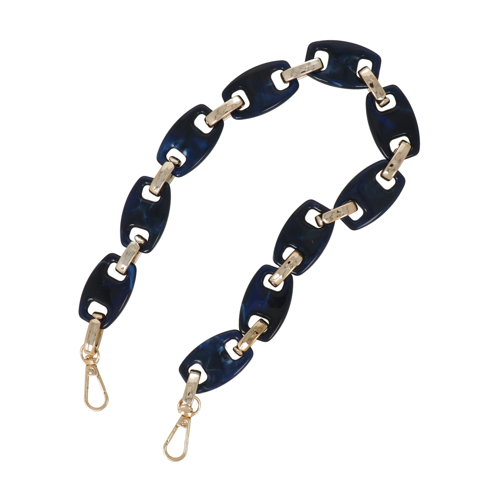 bag chain acrylic lapis/gold rectangle link 40x25mm - 60cm | 1pc
