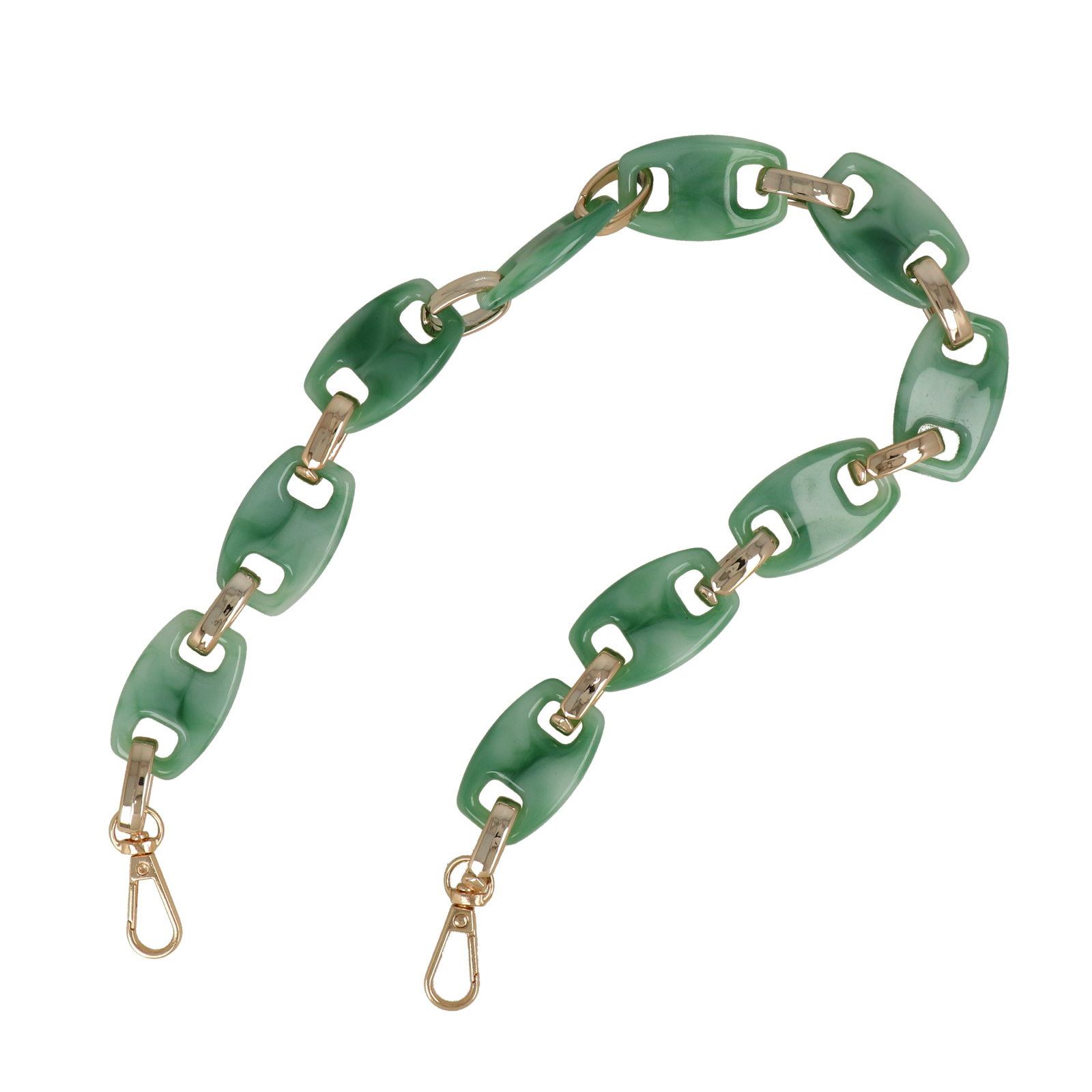 bag chain acrylic mint/gold rectangle link 40x25mm - 60cm | 1pc