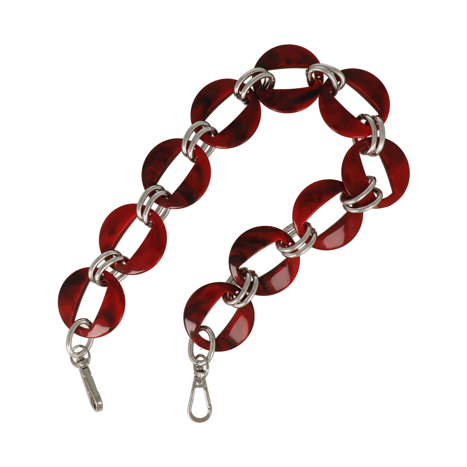 taschenkette aluminium silber und acryl rot runde 40mm - 50cm | 1st