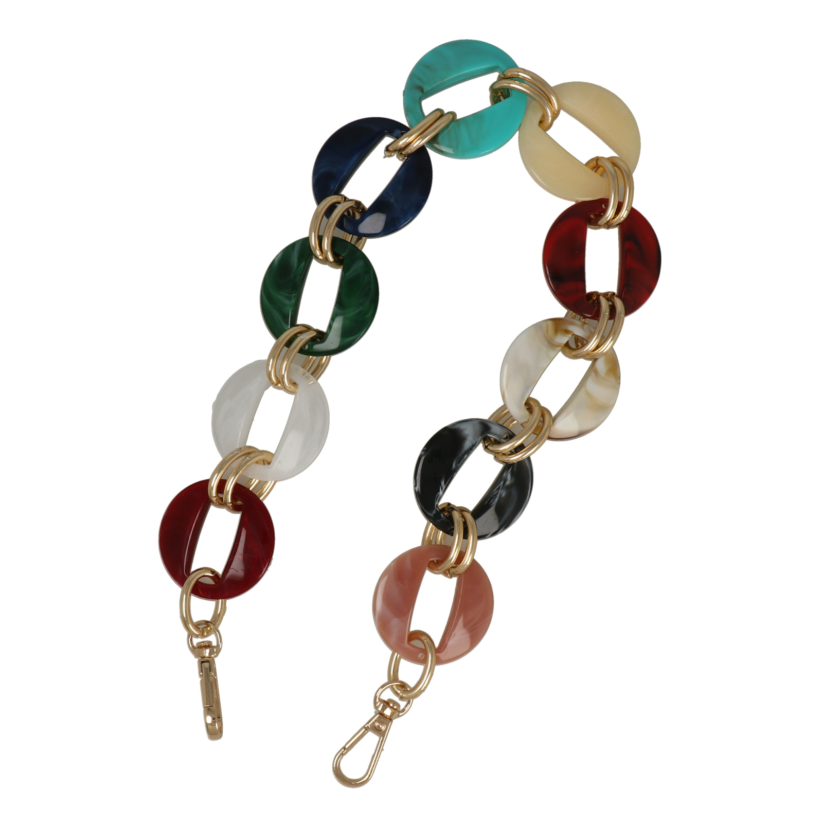 bag chain aluminium gold and cocktail acrylic round link 40mm - 50cm | 1pc