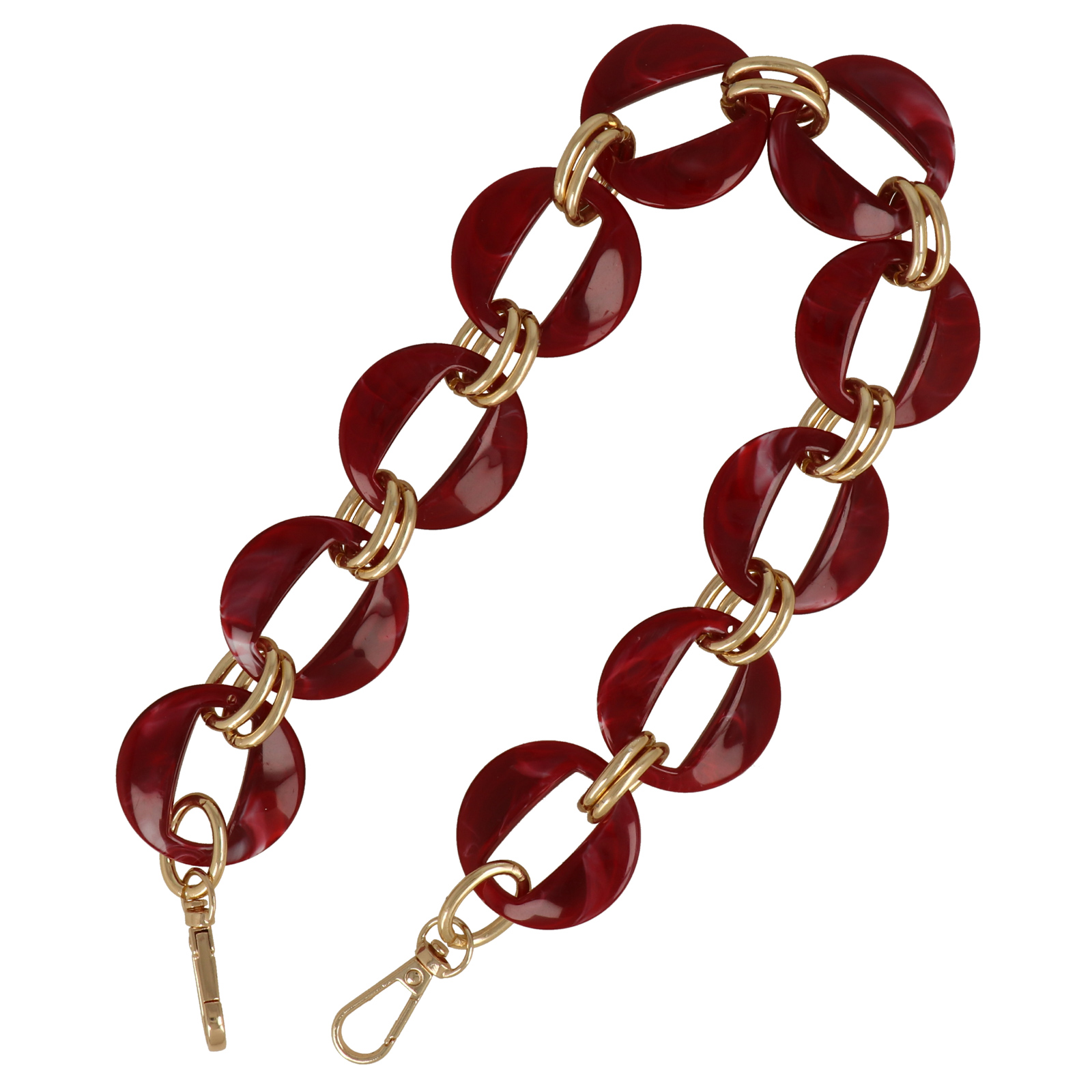 bag chain aluminium gold and raspberry acrylic round link 40mm - 50cm | 1pc