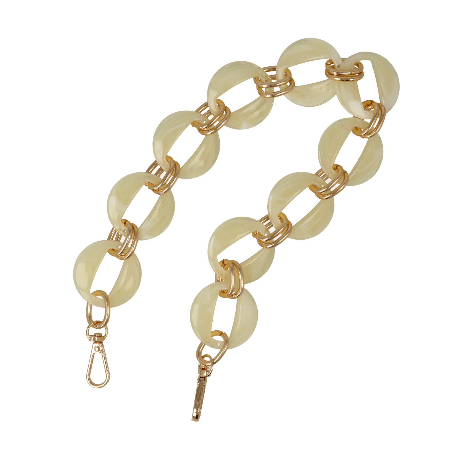 taschenkette aluminium gold und acryl alabaster runde 40mm - 50cm | 1st