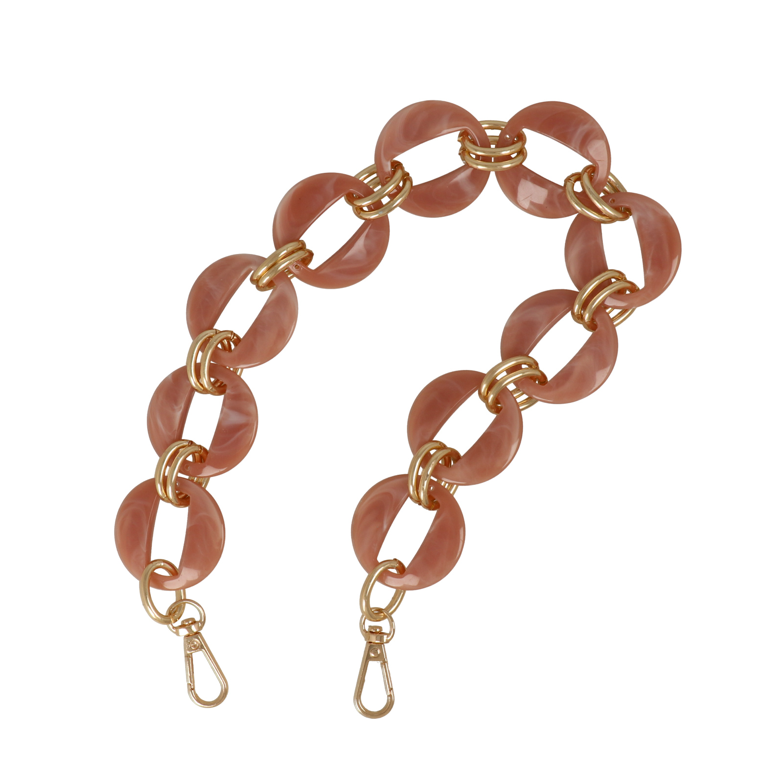 bag chain aluminium gold and pink acrylic round link 40mm - 50cm | 1pc