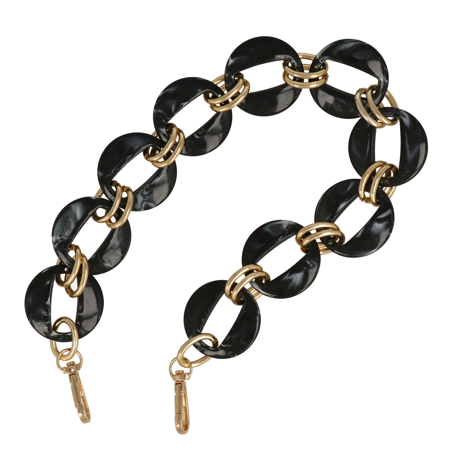 bag chain aluminium gold and black acrylic round link 40mm - 50cm | 1pc