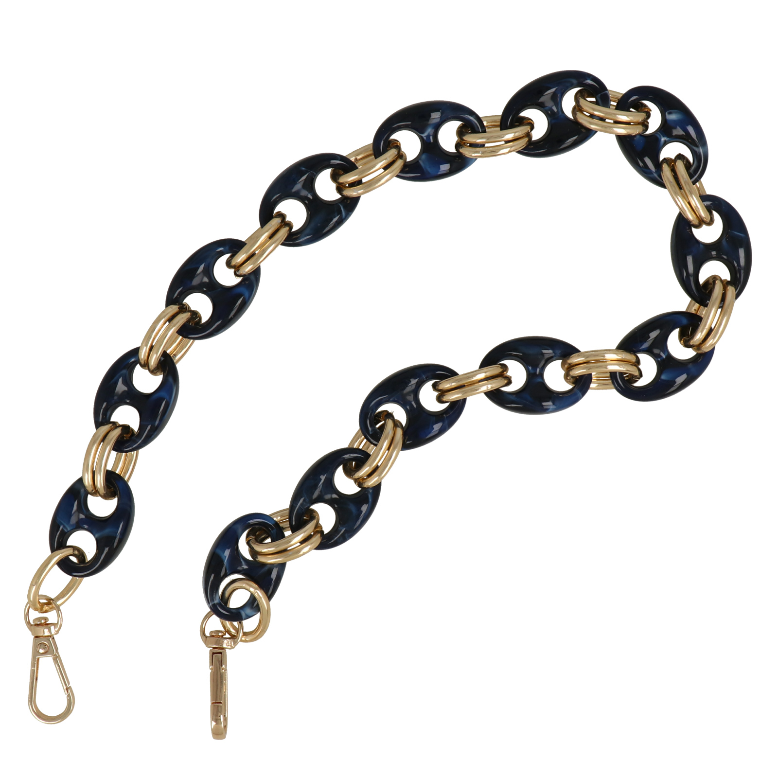 bag chain gold red and blue acrylic link 32x22mm - 60cm | 1pc