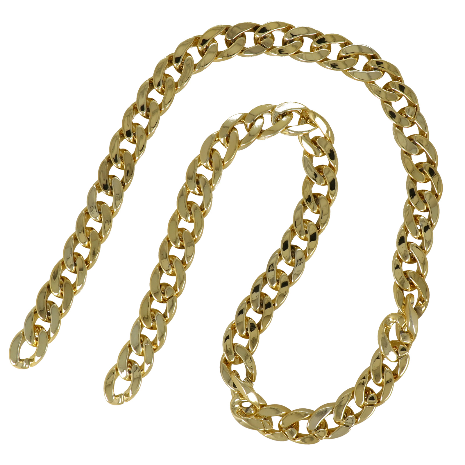 bag chain ccb plastic gold groumette diamond cut link 28x20mm - 1mt | 1pc