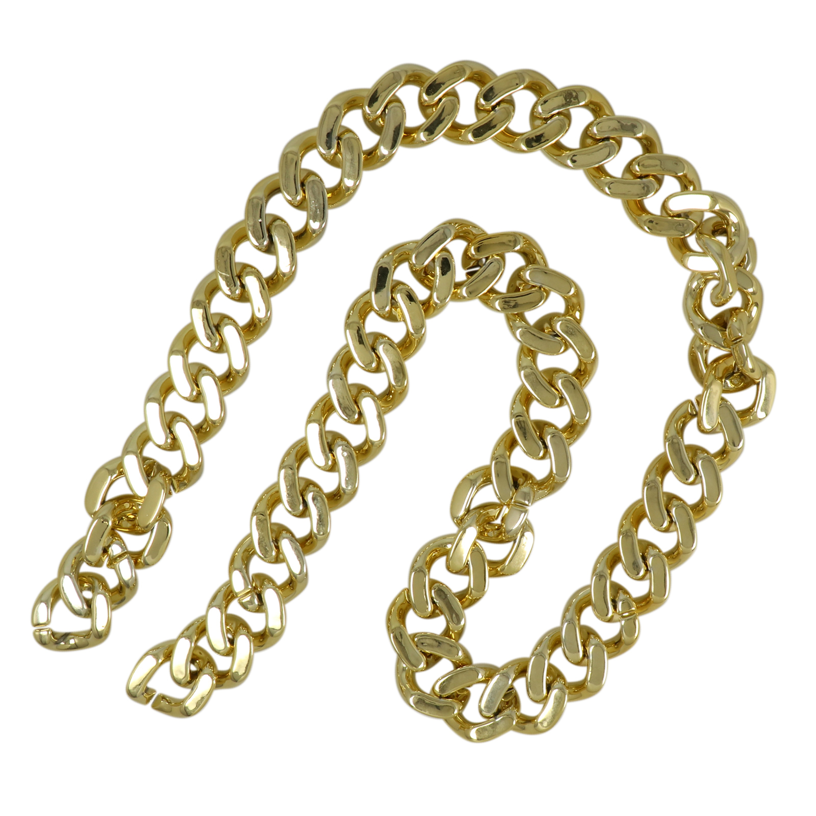 bag chain ccb plastic gold groumette diamond cut link 32x28mm - 1mt | 1pc