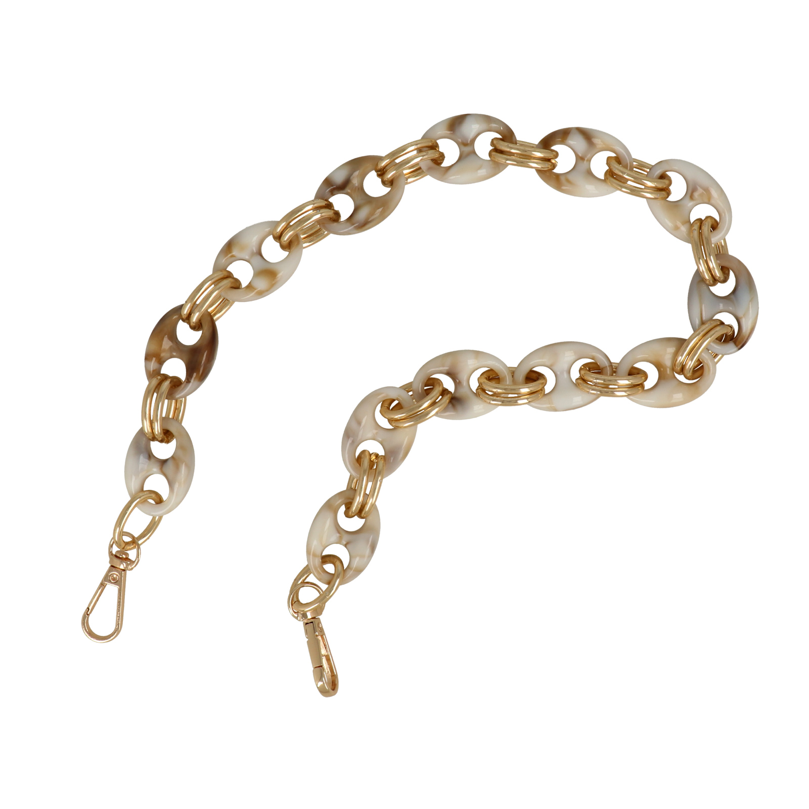 bag chain gold silver and cappuccino acrylic link 32x22mm - 60cm | 1pc