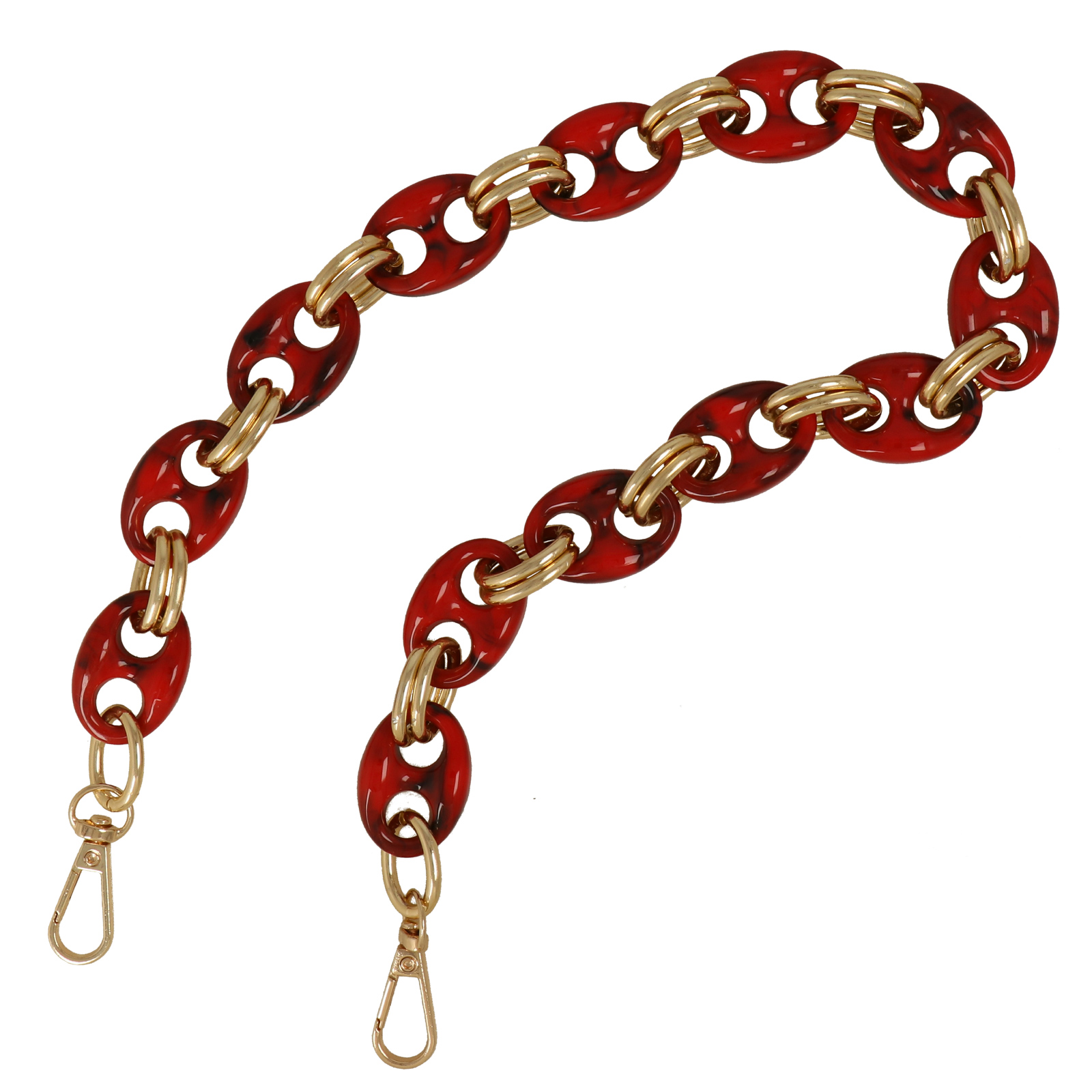 bag chain gold red and cappuccino acrylic link 32x22mm - 60cm | 1pc