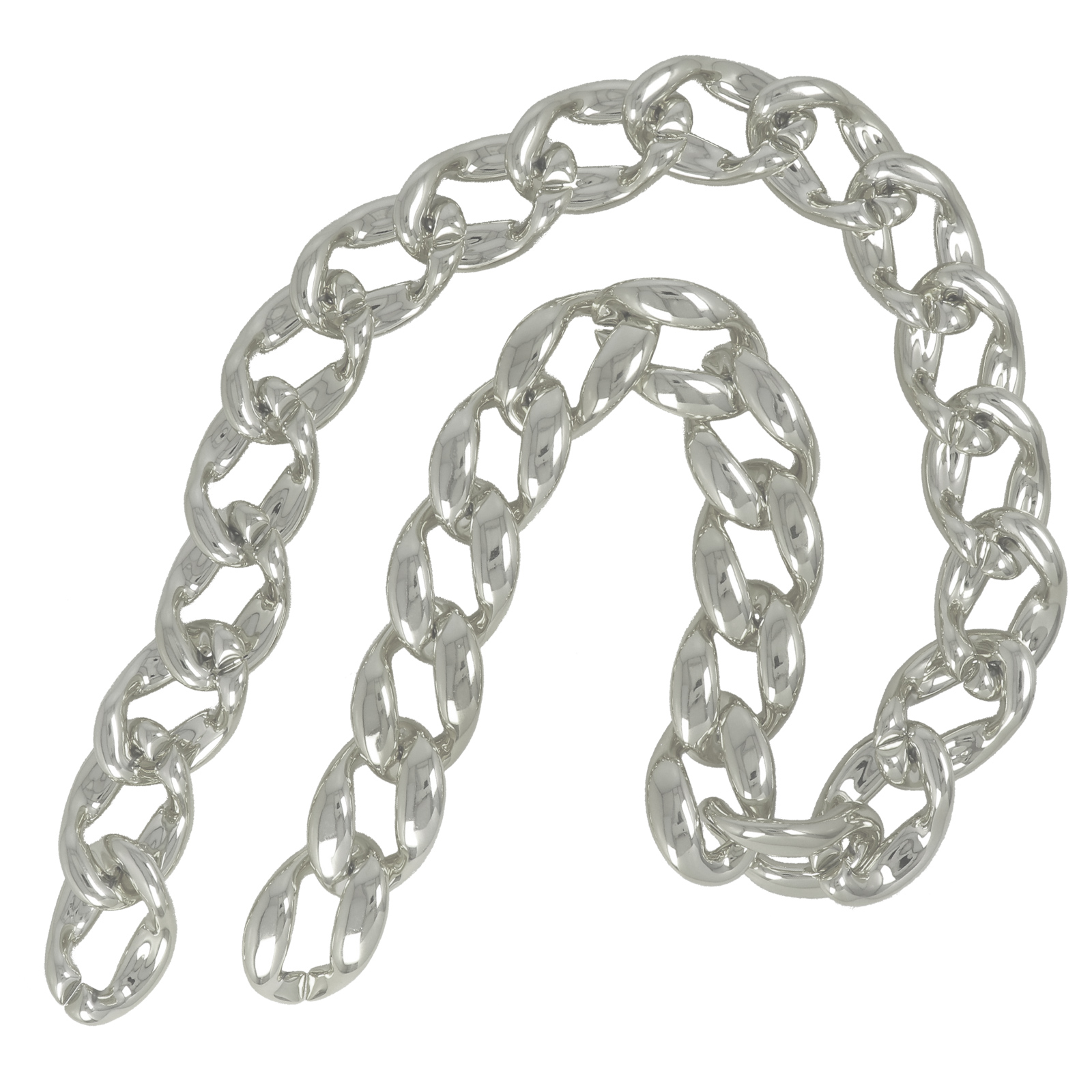 bag chain ccb plastic silver groumette link 52x36mm - 1mt | 1pc
