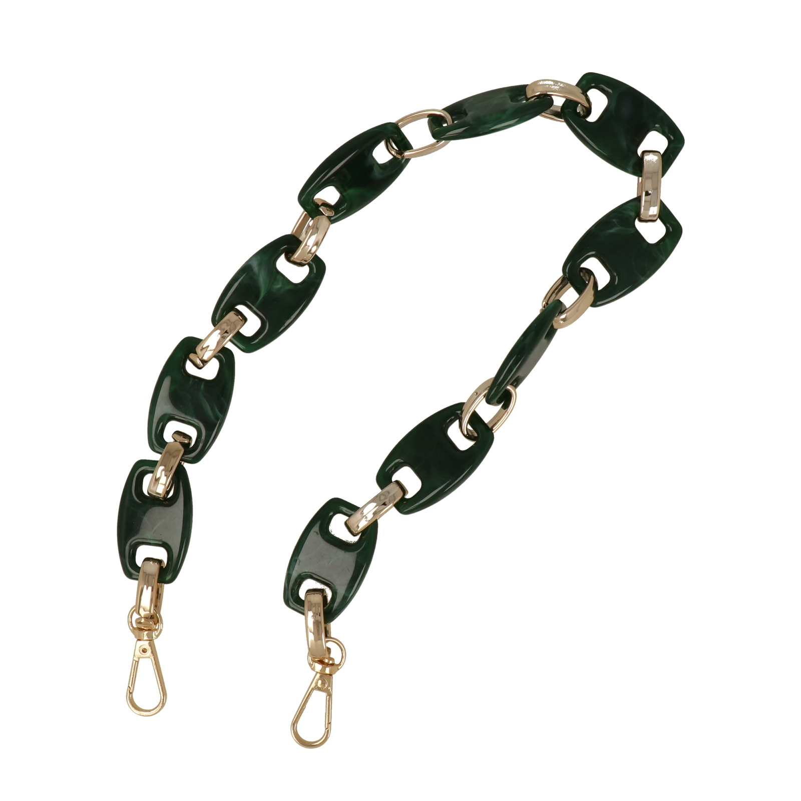 bag chain acrylic malachite/gold rectangle link 40x25mm - 60cm | 1pc