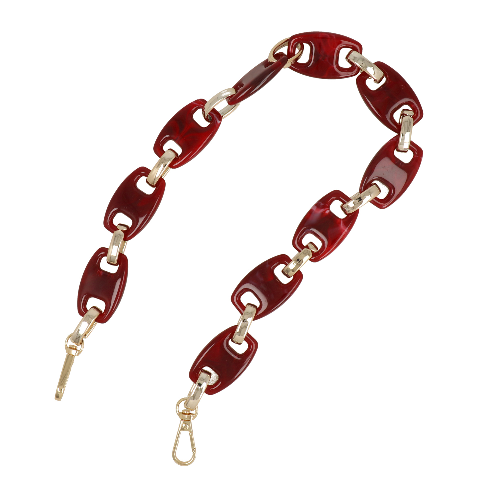 bag chain acrylic raspberry/gold rectangle link 40x25mm - 60cm | 1pc