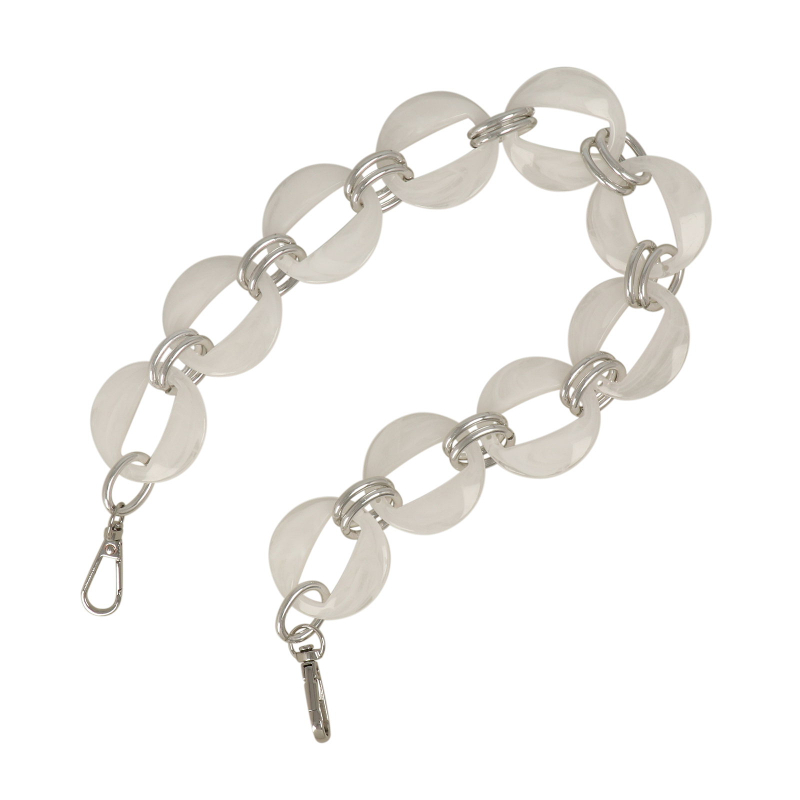 taschenkette aluminium silber und acryl alabaster runde 40mm - 50cm | 1st