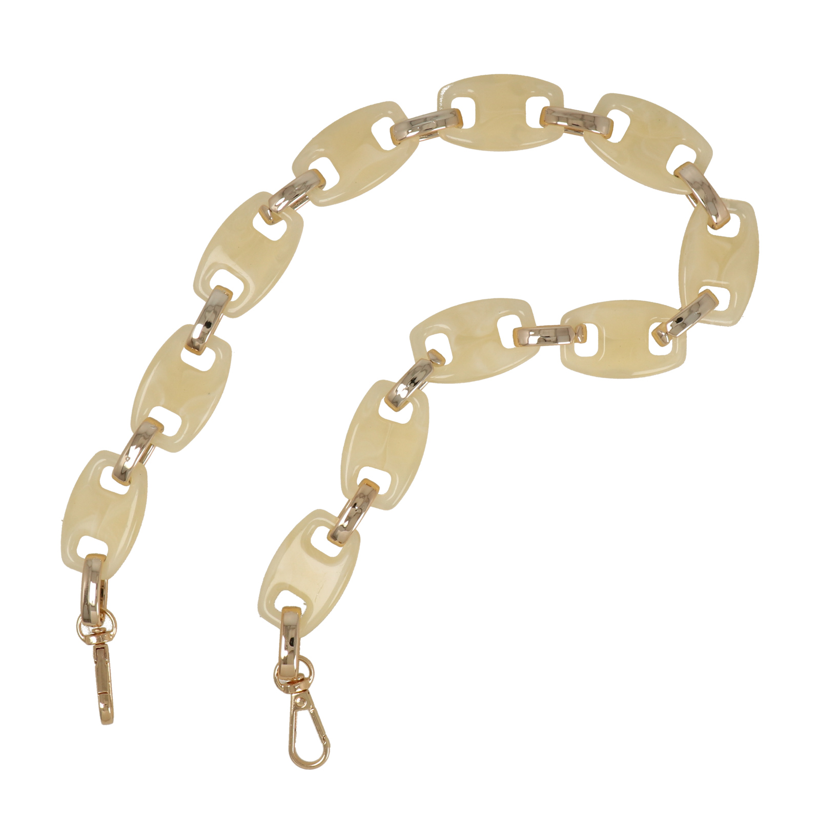 bag chain acrylic ivory/gold rectangle link 40x25mm - 60cm | 1pc