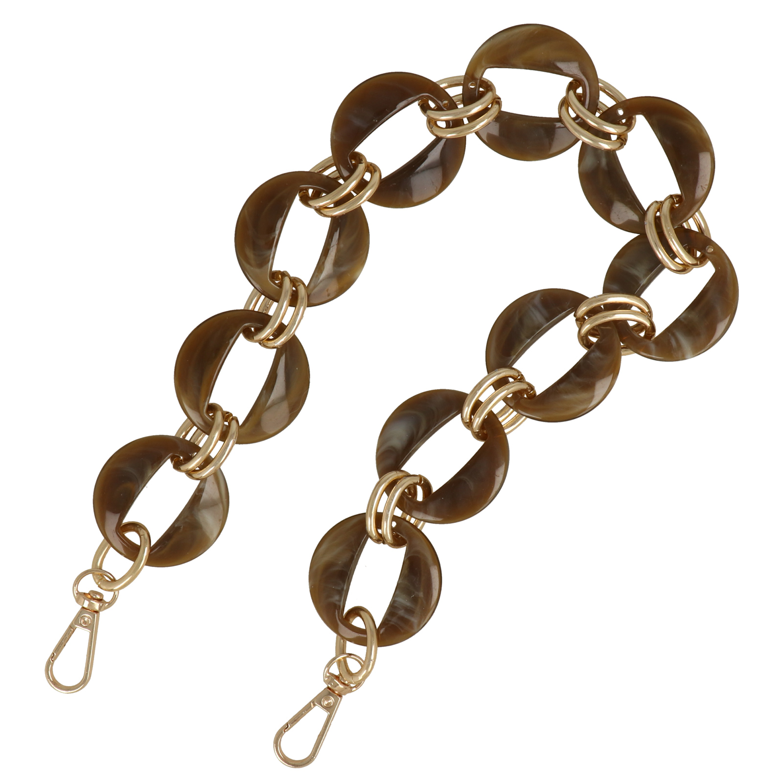 bag chain aluminium gold and caffee acrylic round link 40mm - 50cm | 1pc
