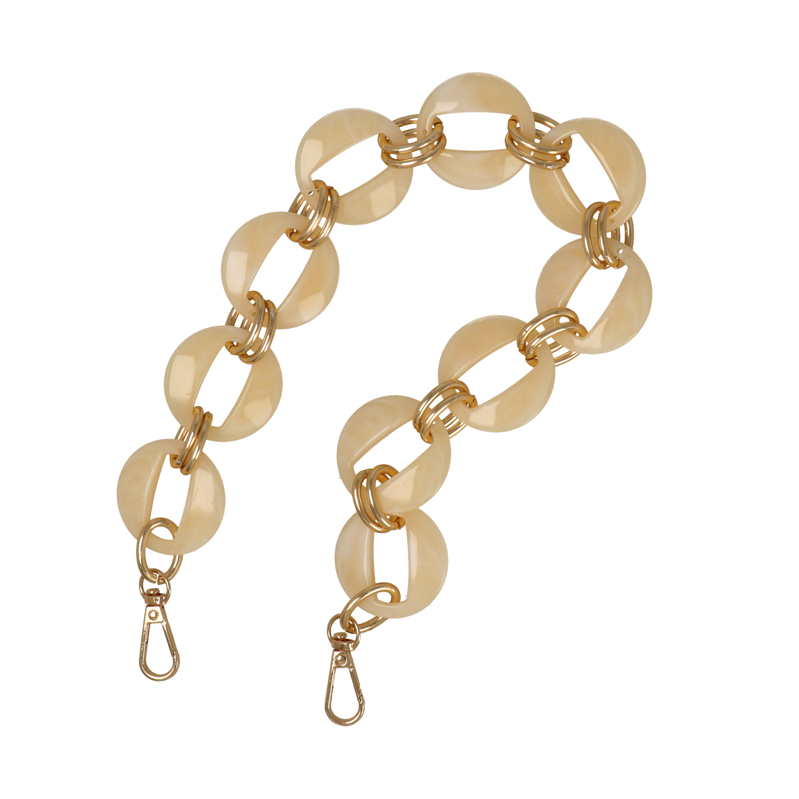 taschenkette aluminium gold und acryl champagne runde 40mm - 50cm | 1st