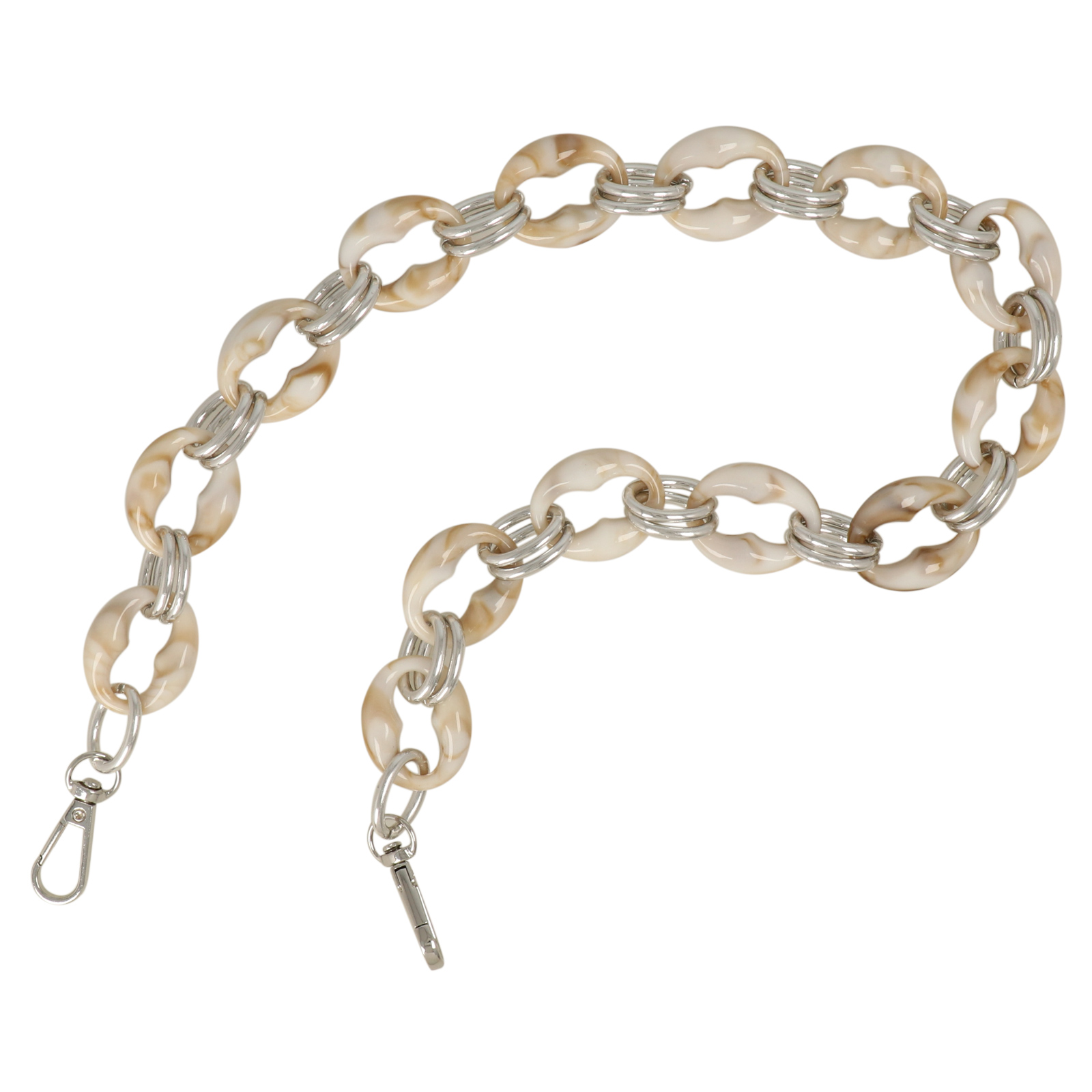 bag chain aluminium silver and cappuccino acrylic link 32x26mm - 60cm | 1pc