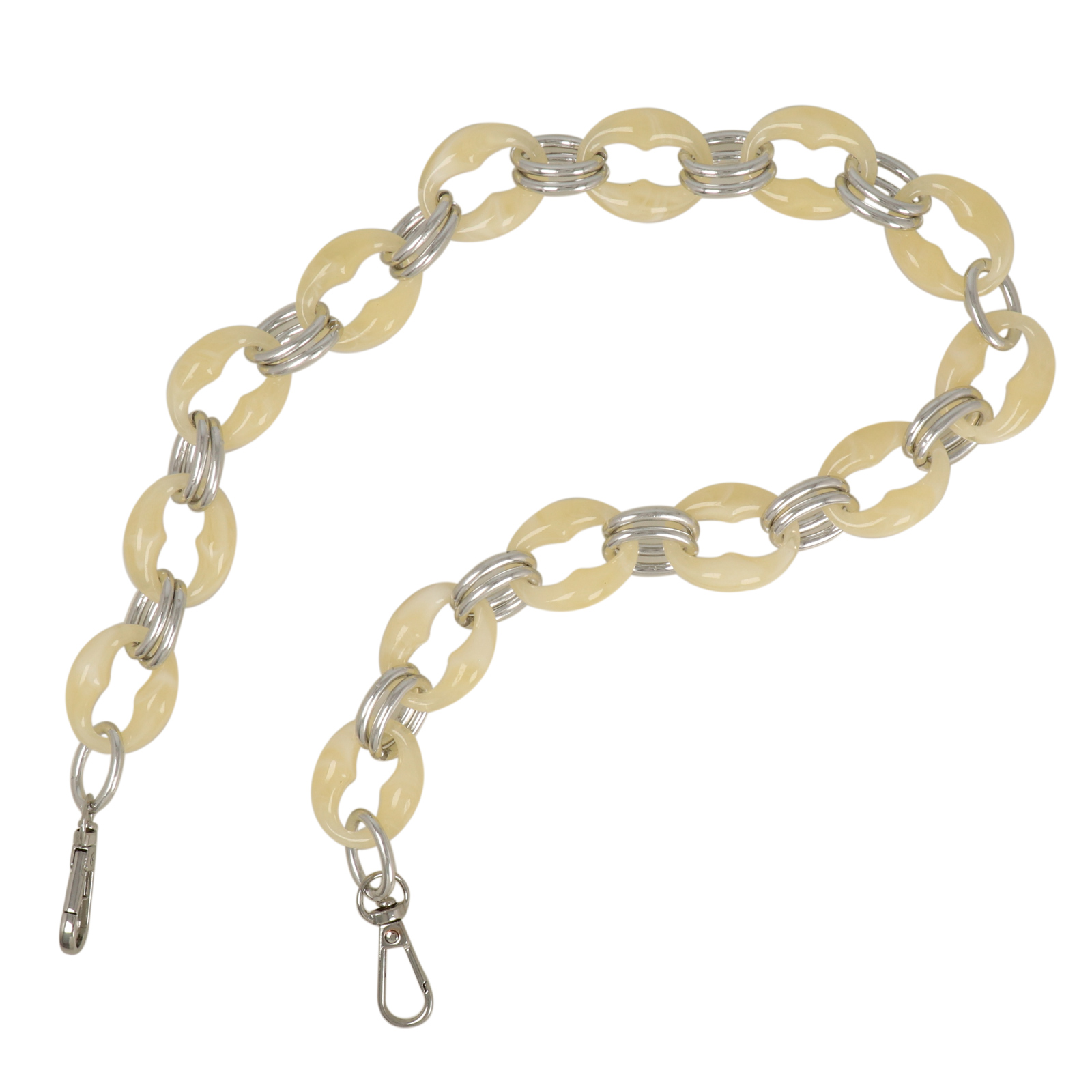 bag chain aluminium silver and champagne acrylic link 32x26mm - 60cm | 1pc