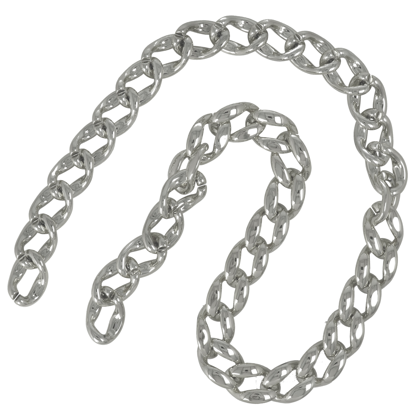 bag chain ccb plastic silver groumette link 36x27mm - 1mt | 1pc