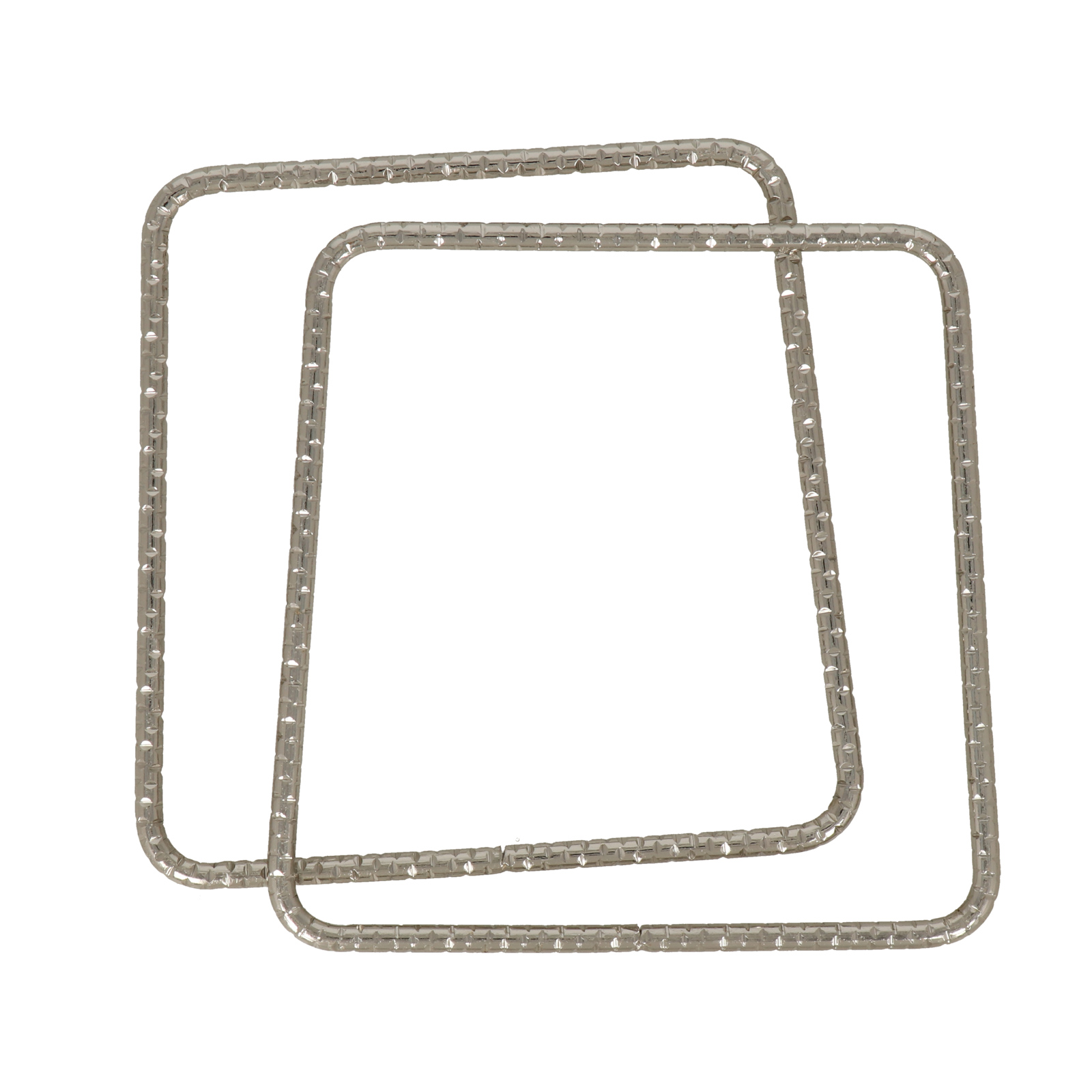 silver trapeze shape bag handle 12,8x12,8x0,5cm | 2pc