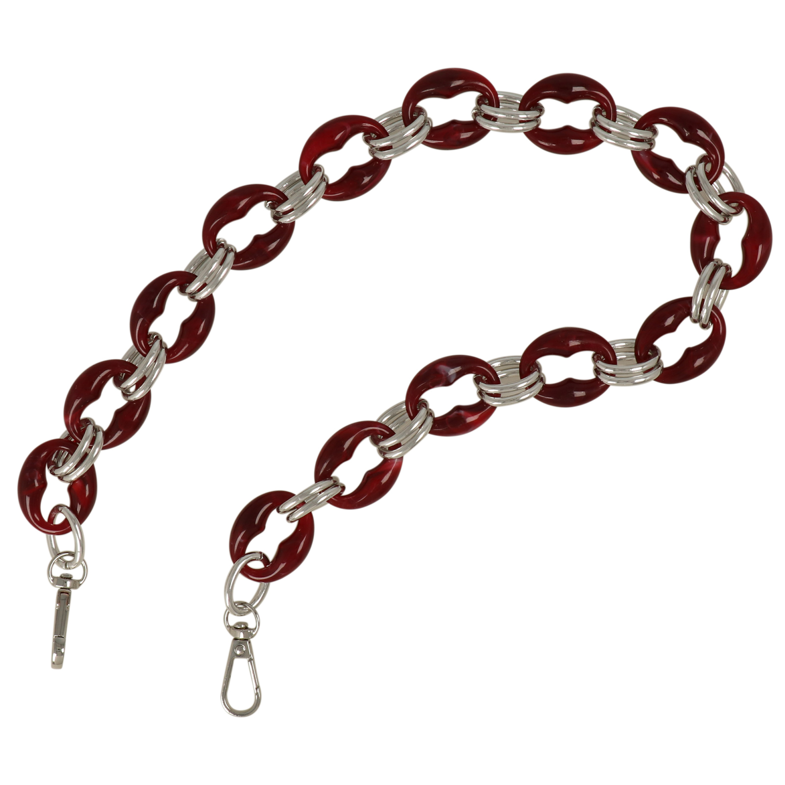 bag chain aluminium silver and raspberry acrylic link 32x26mm - 60cm | 1pc