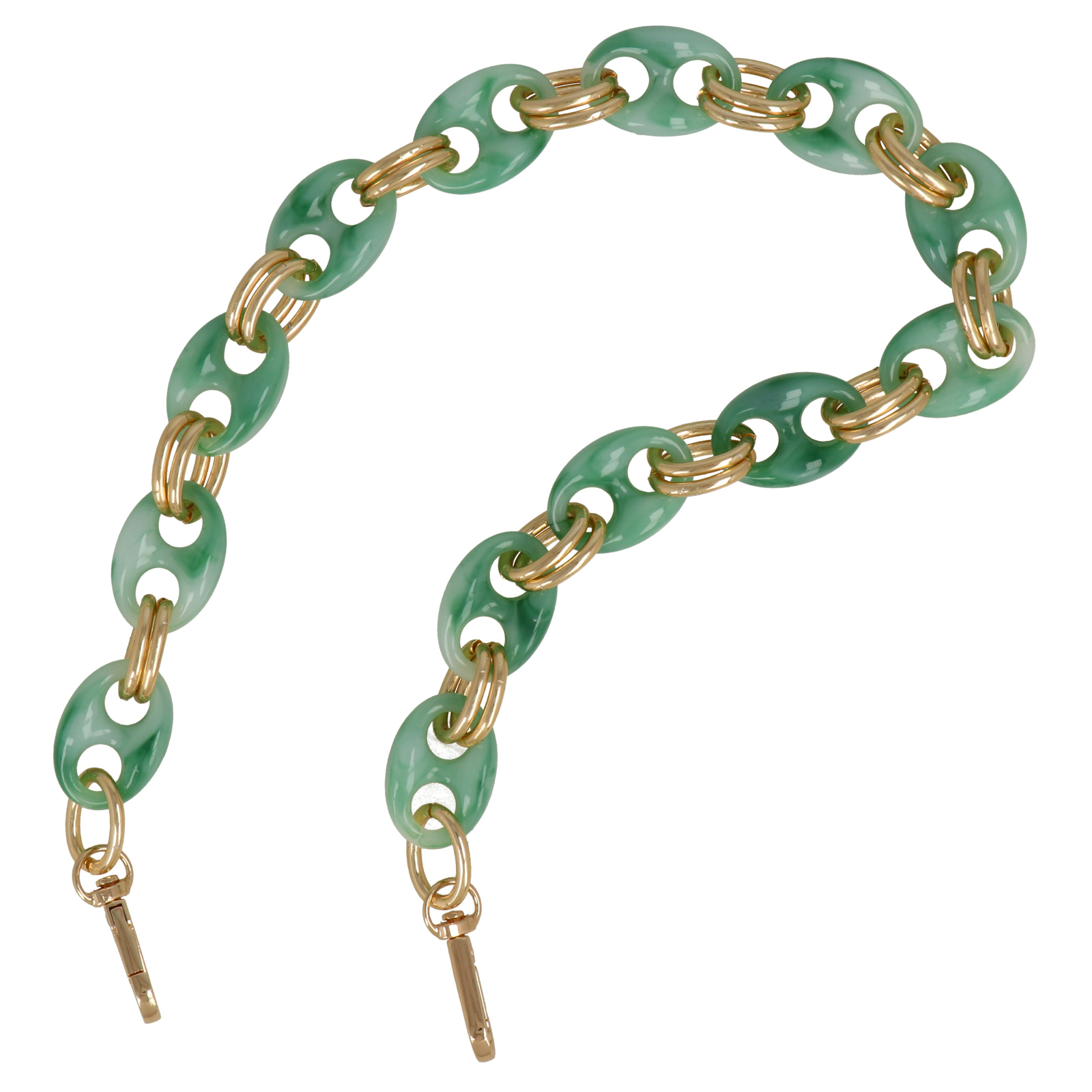 bag chain gold mint and cappuccino acrylic link 32x22mm - 60cm | 1pc