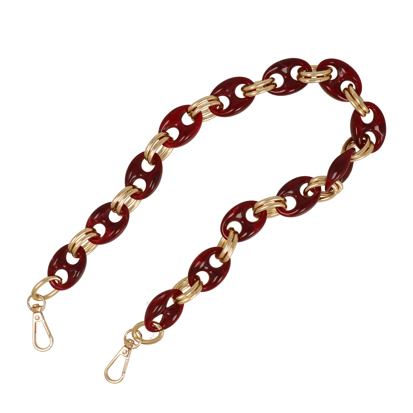 bag chain gold silver and raspberry acrylic link 32x22mm - 60cm | 1pc