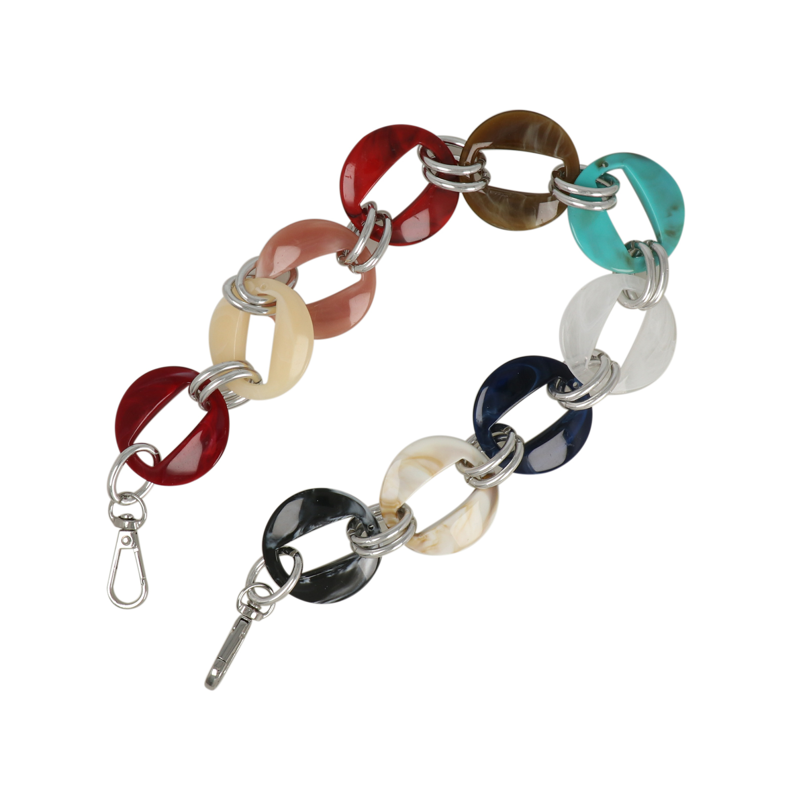 taschenkette aluminium silber und acryl cocktail runde 40mm - 50cm | 1st