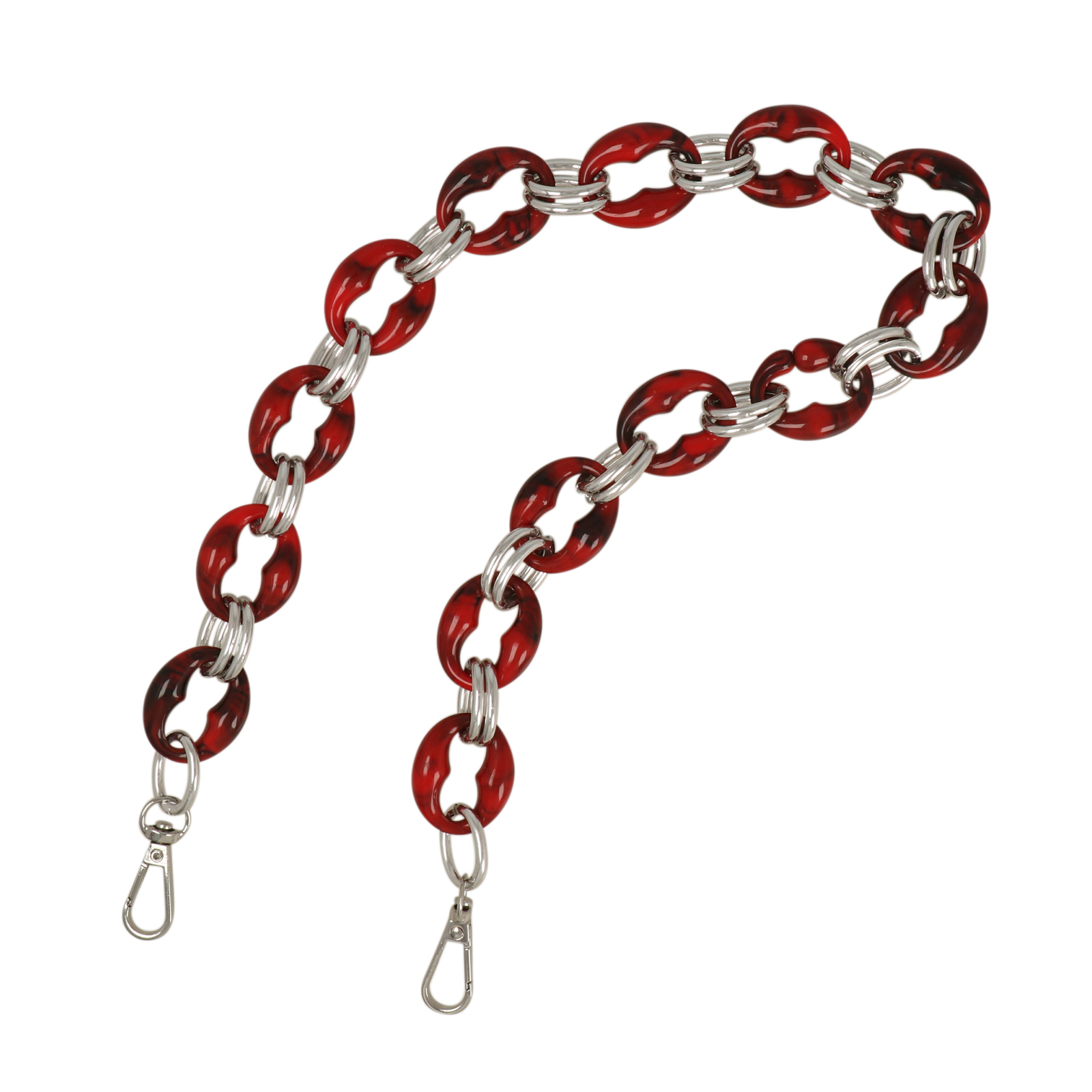 bag chain aluminium silver and red acrylic link 32x26mm - 60cm | 1pc