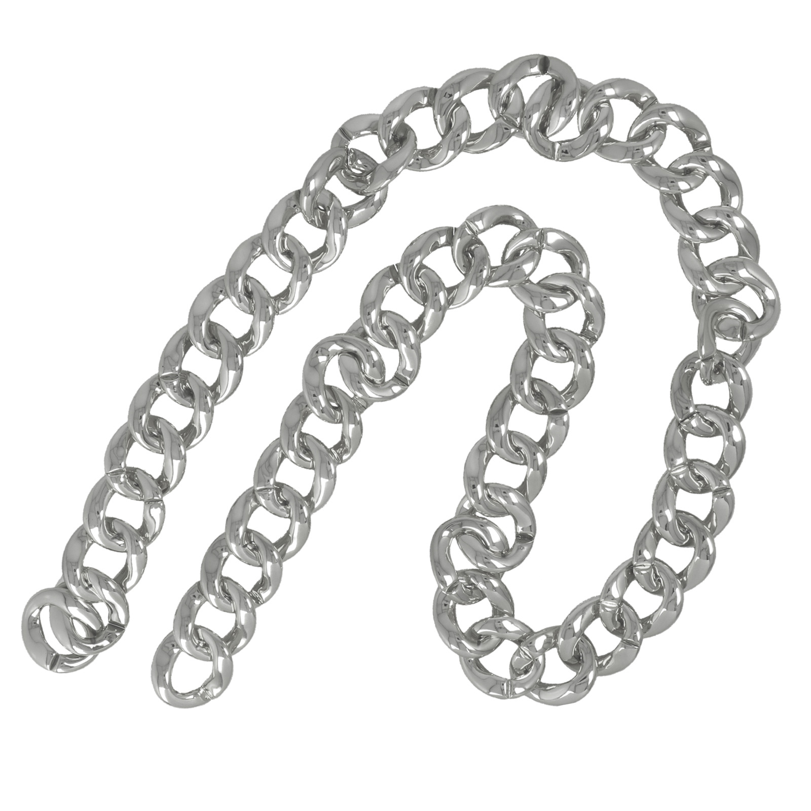 bag chain ccb plastic silver groumette link 33x30mm - 1mt | 1pc
