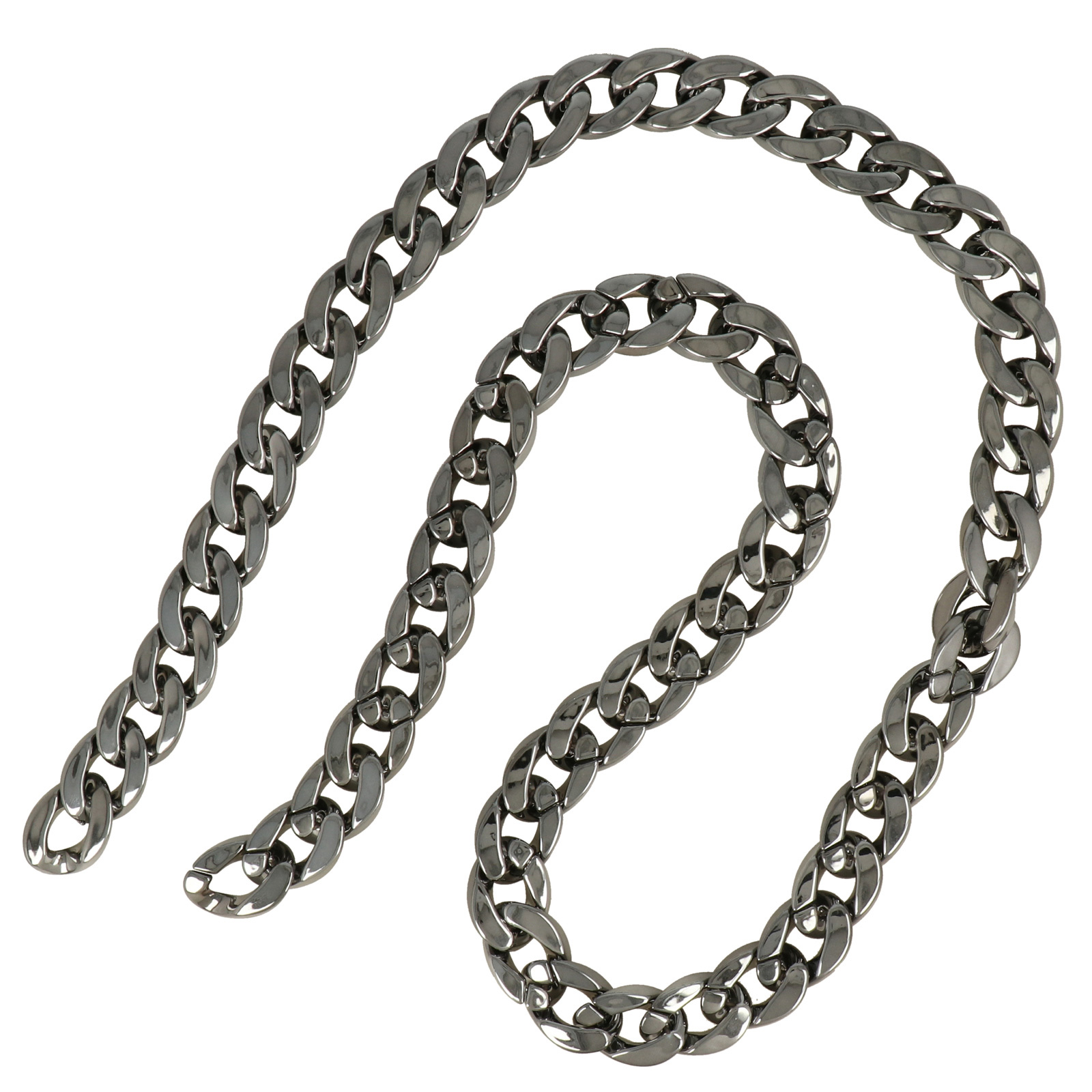 bag chain ccb plastic gunmetal groumette diamond cut link 28x20mm - 1mt | 1pc