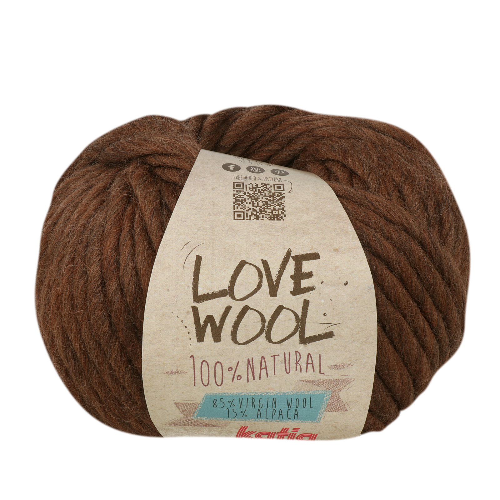 katia love wool - brown (131) - 100gr (50mt) | 1st