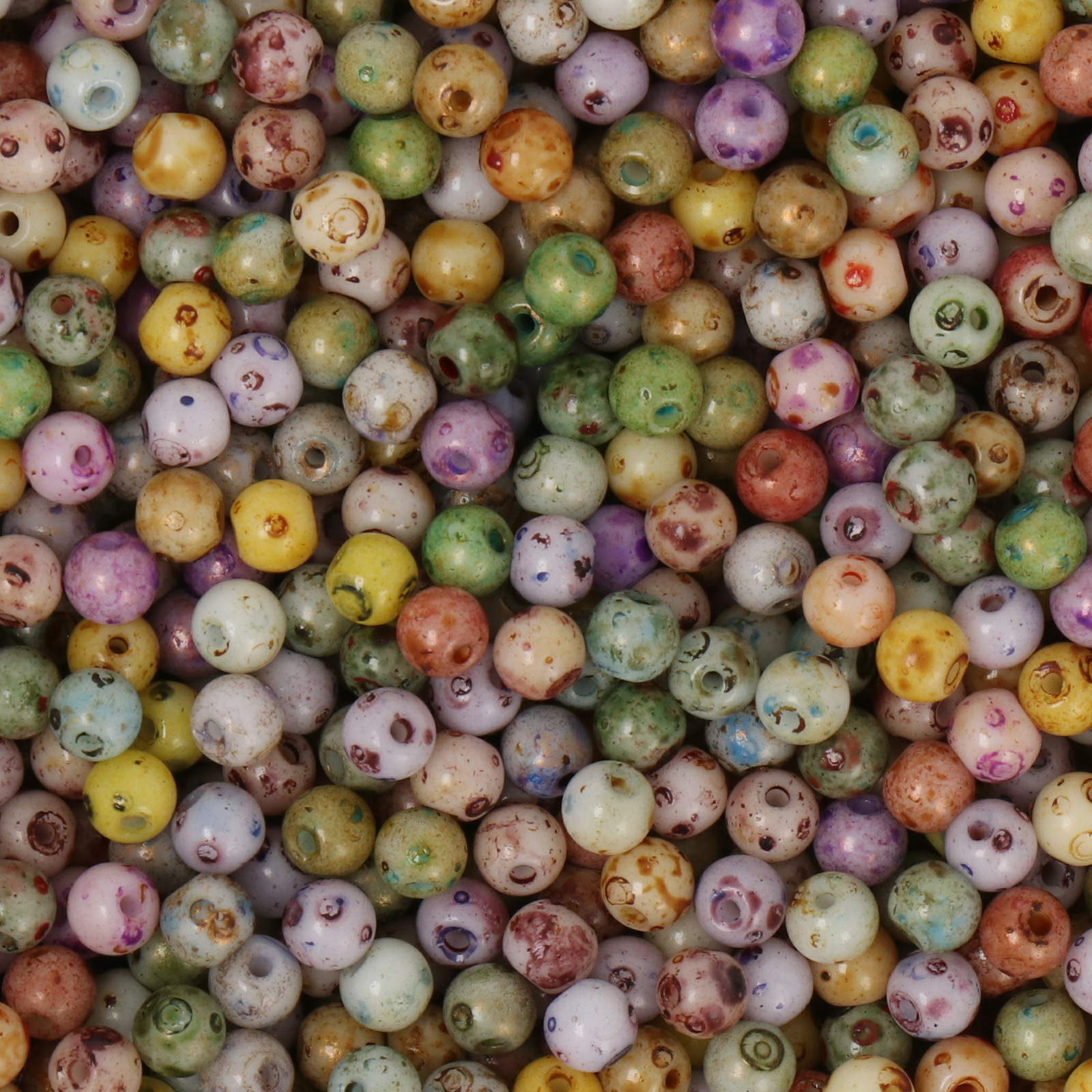 frizzy glass bead - picasso mix color - smooth round 3mm (450pc aprox.) | 30gr