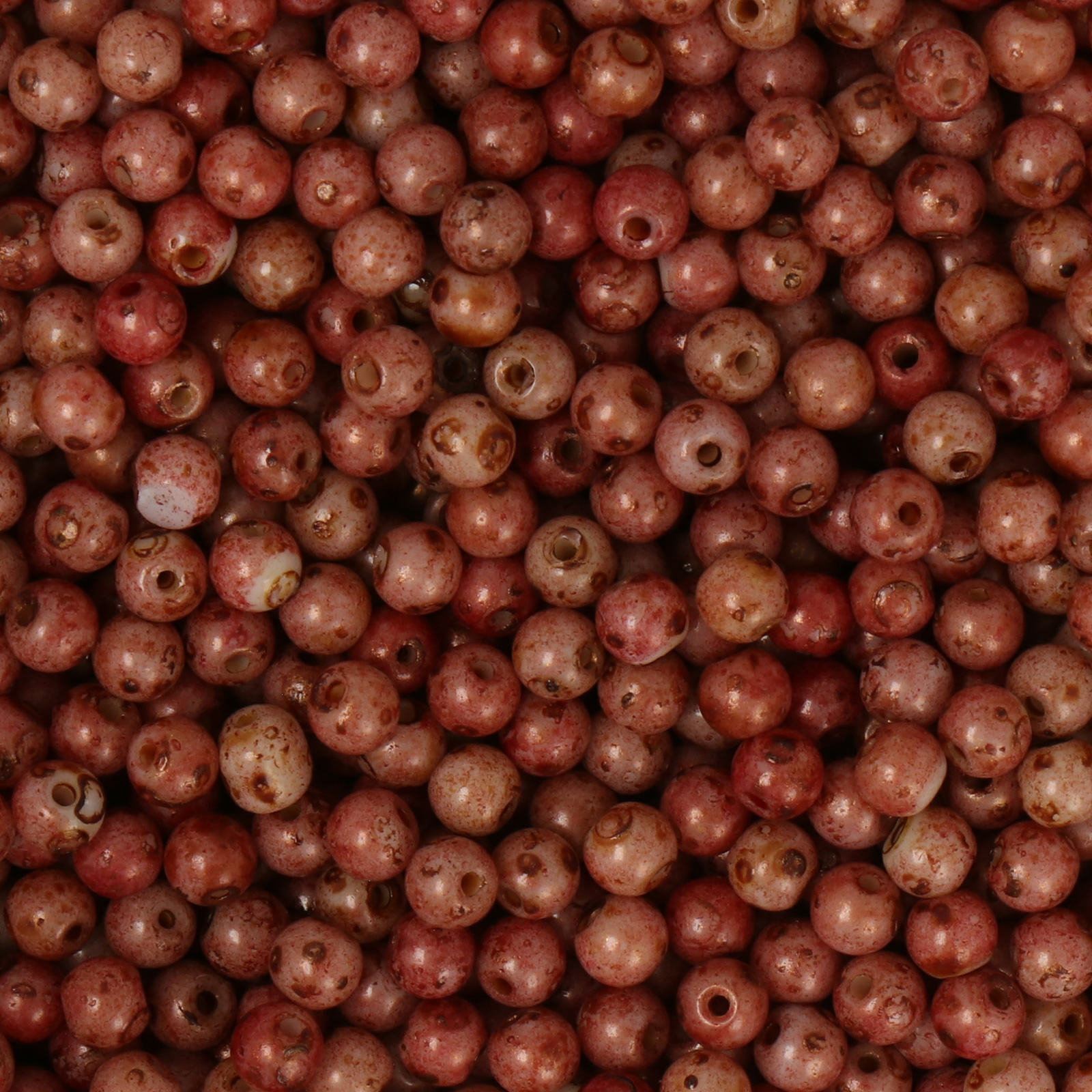 frizzy glass bead - picasso red - smooth round 3mm (450pc aprox.) | 30gr