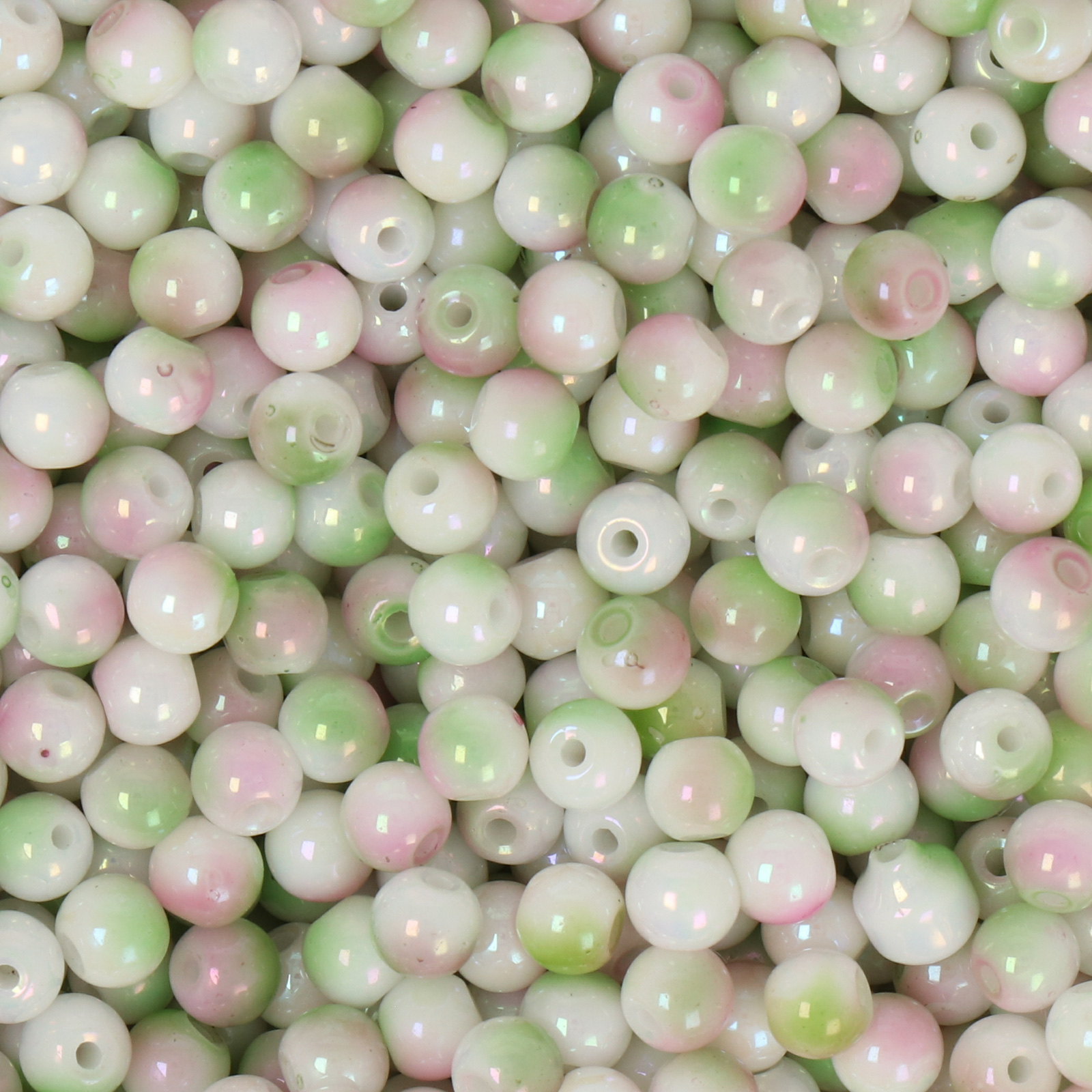 frizzy glass bead - bubblegum mint - smooth round 4mm (270pc aprox.) | 30gr
